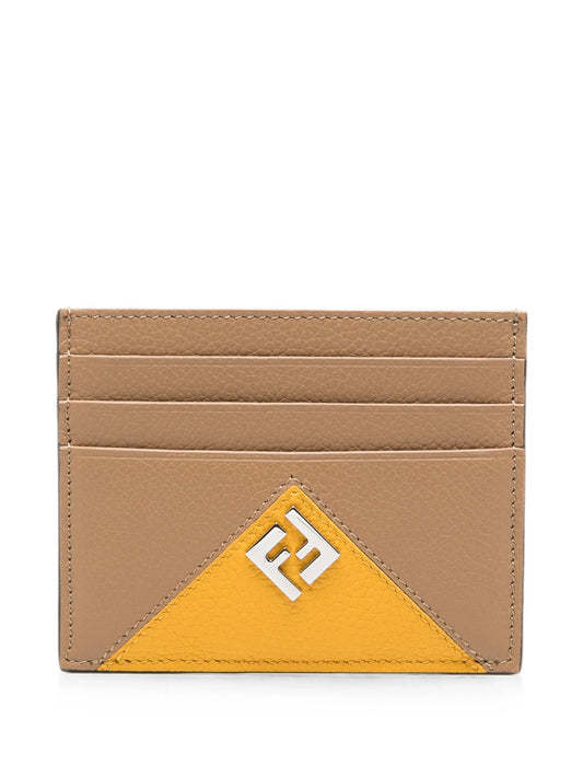 logo-plaque leather card holder