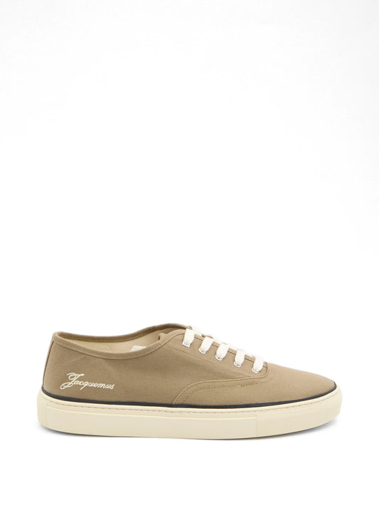 logo embroidered canvas sneakers