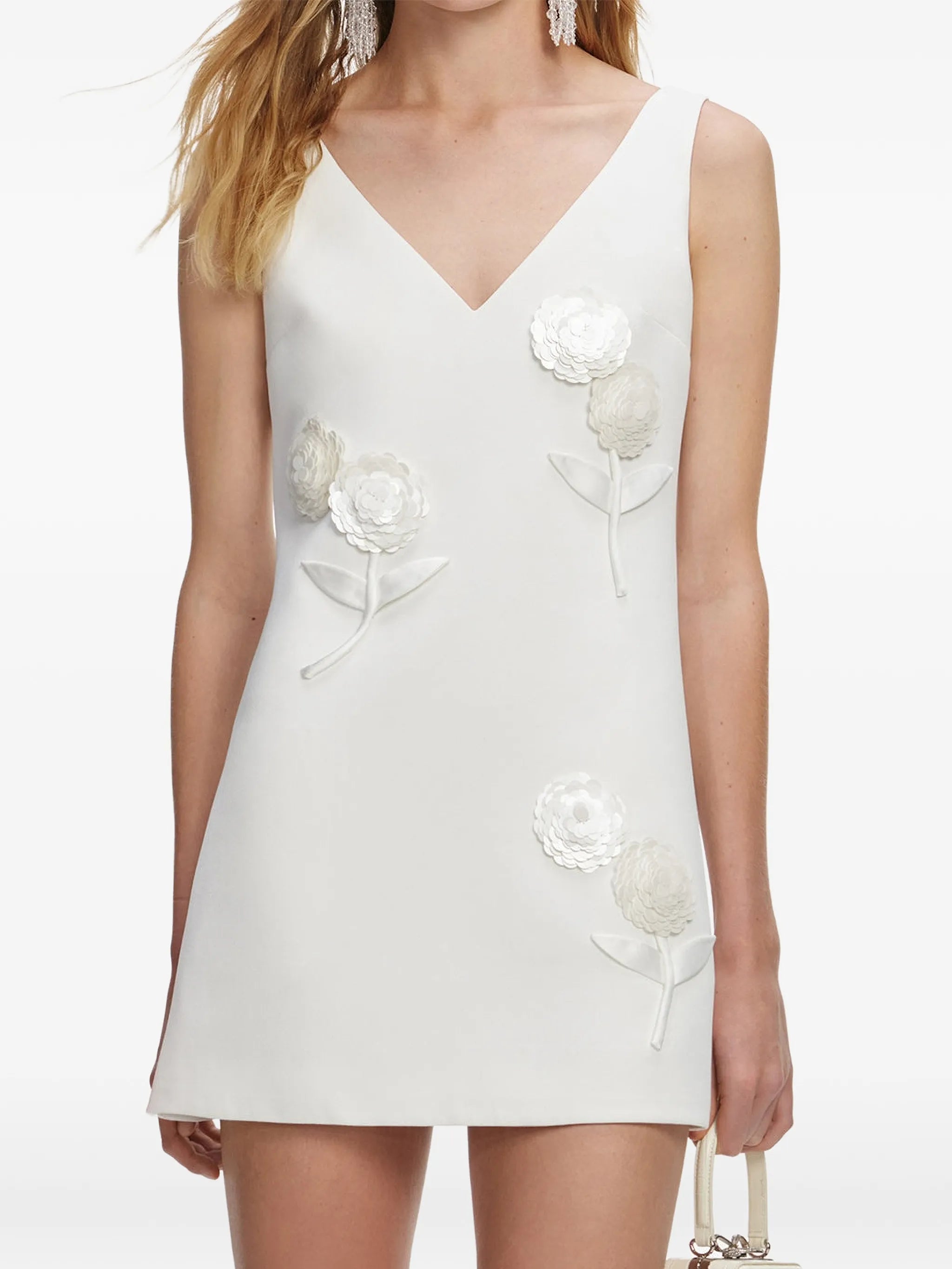 embellished flower mini dress