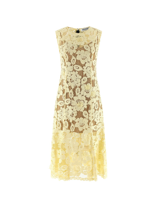 crochet-lace midi dress