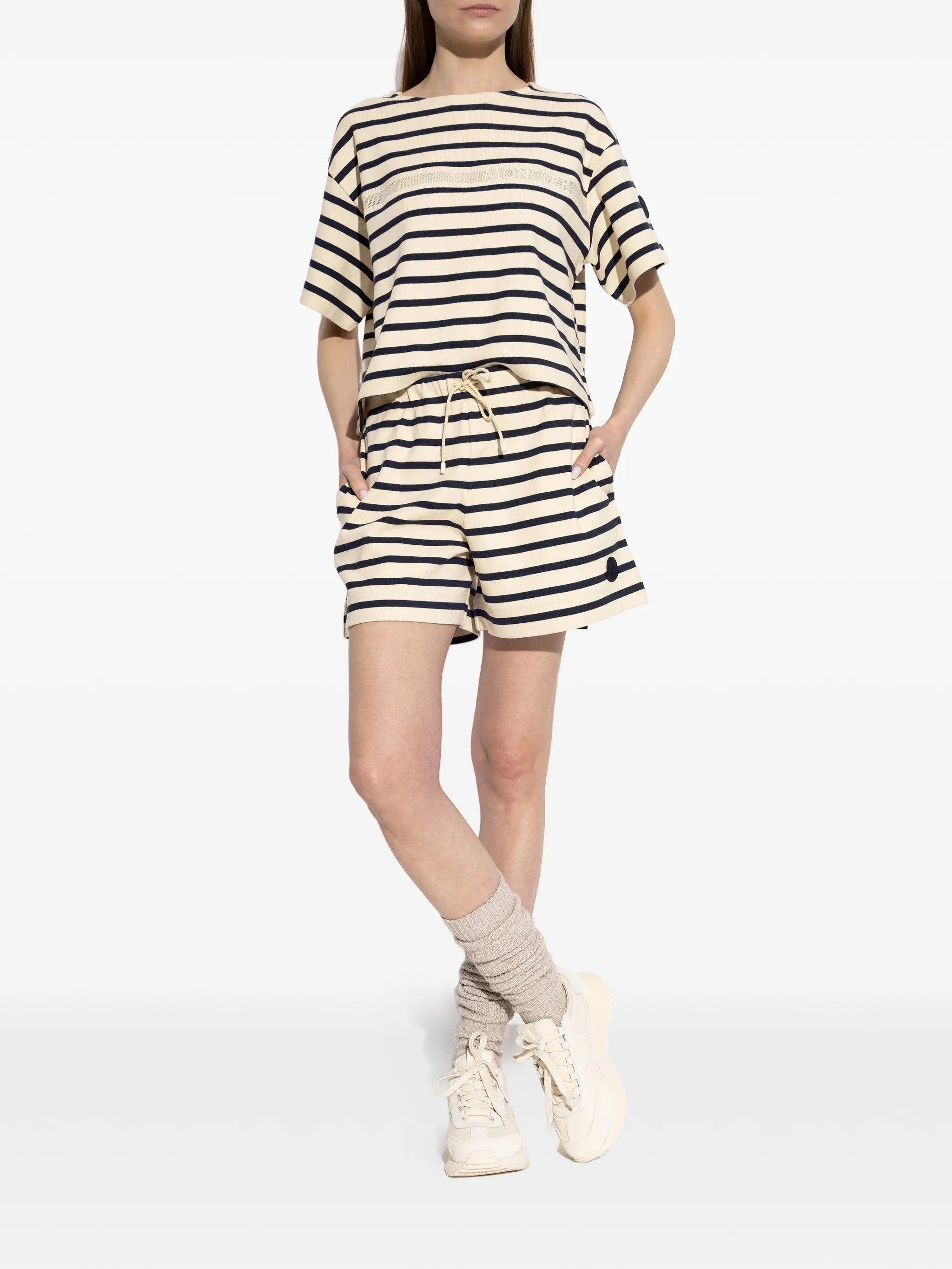 striped drawstring shorts