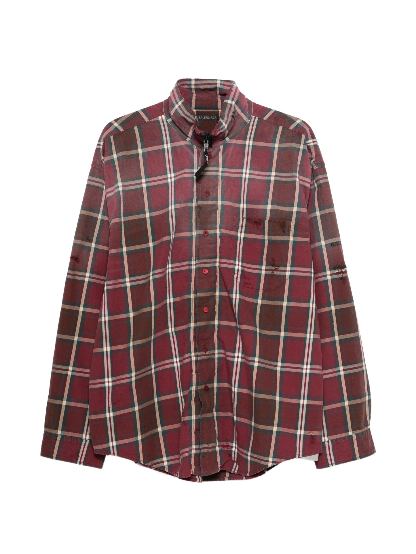 checked button-fastening shirt
