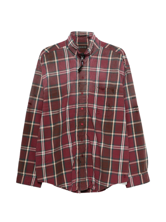 checked button-fastening shirt