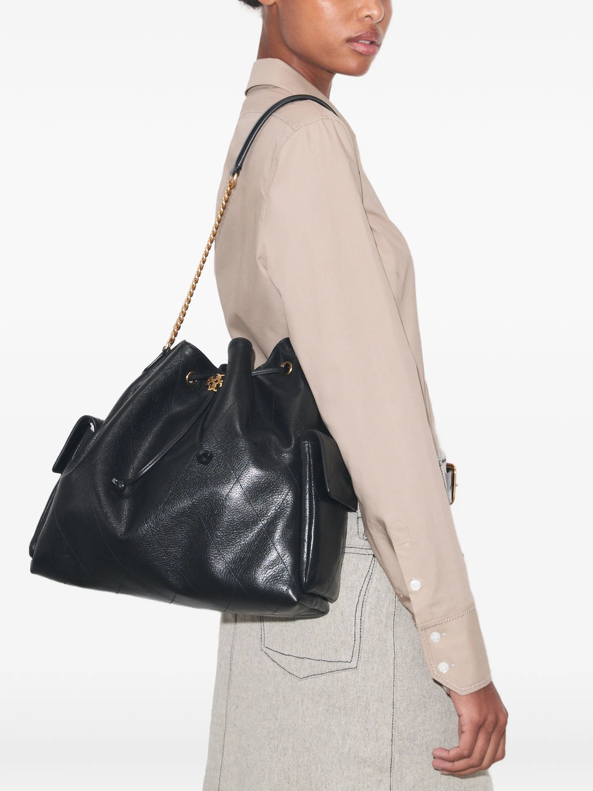 large Charlie quilted drawstring shoulder bag