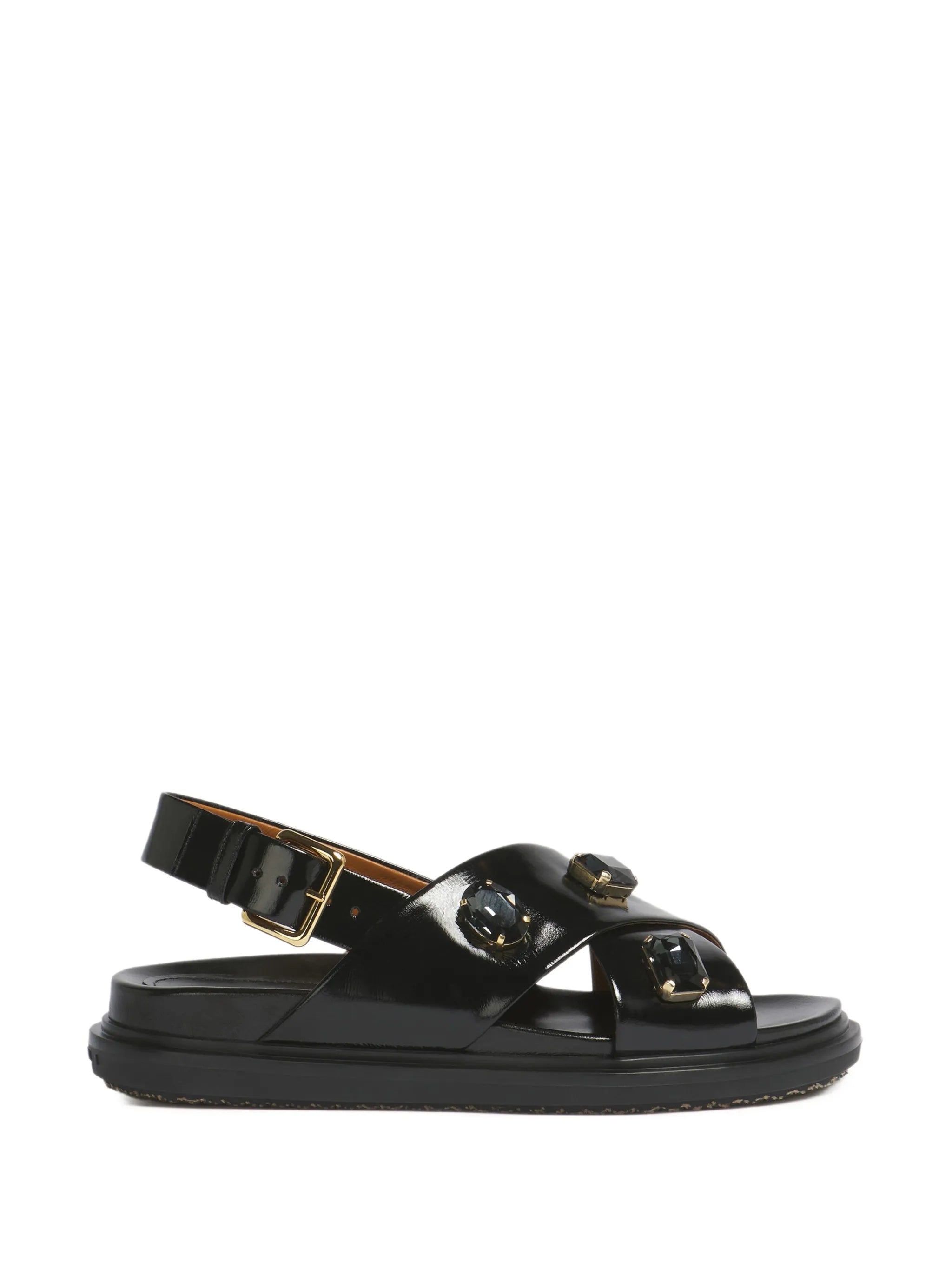 crisscross crystal ovine leather sandals
