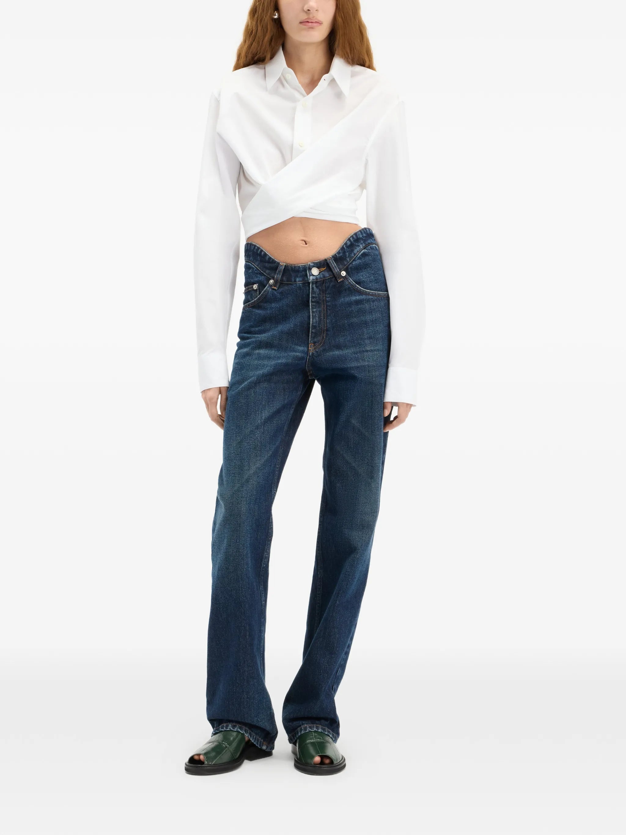 The Curved rounded-waist jeans