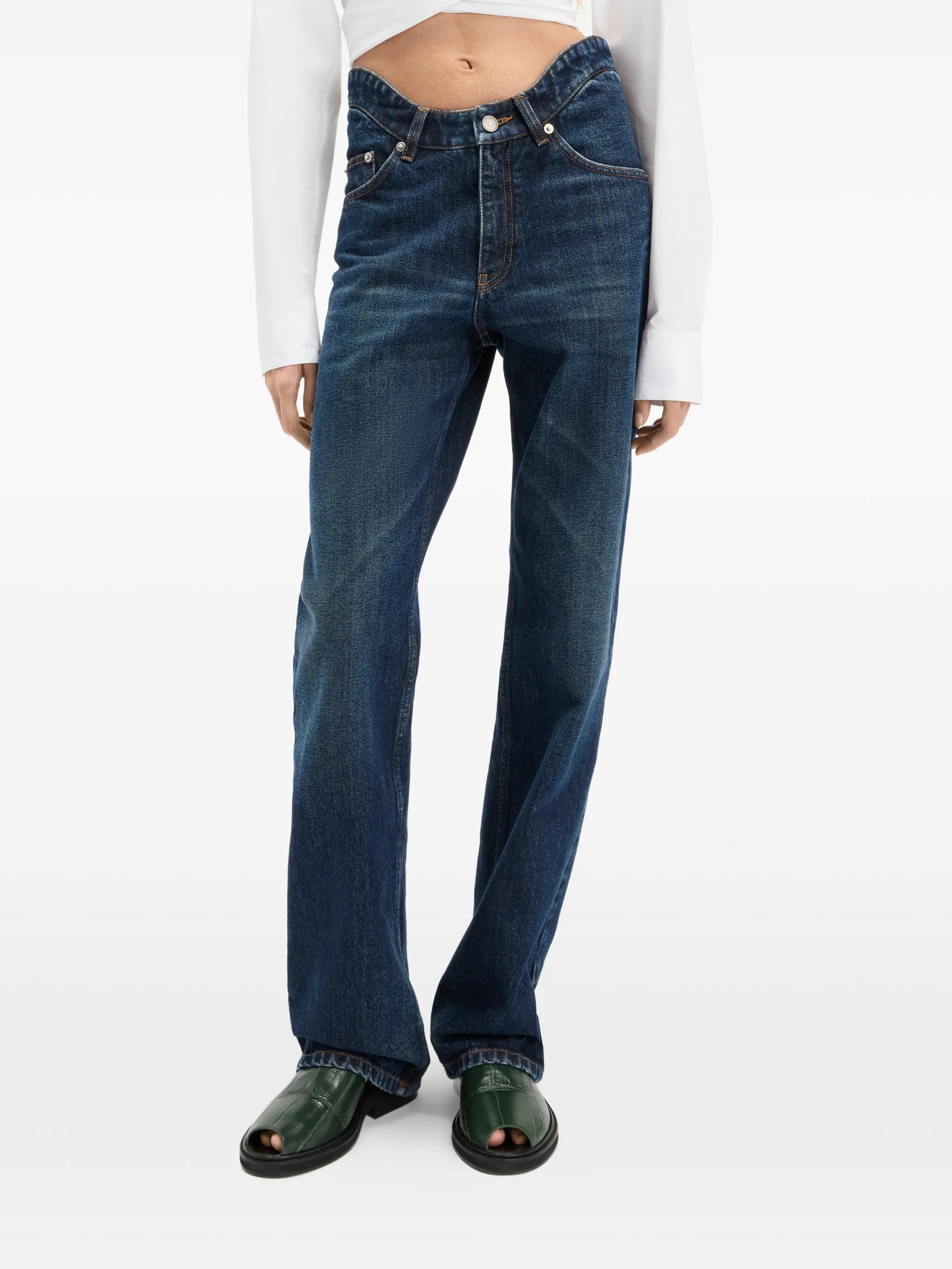 The Curved rounded-waist jeans