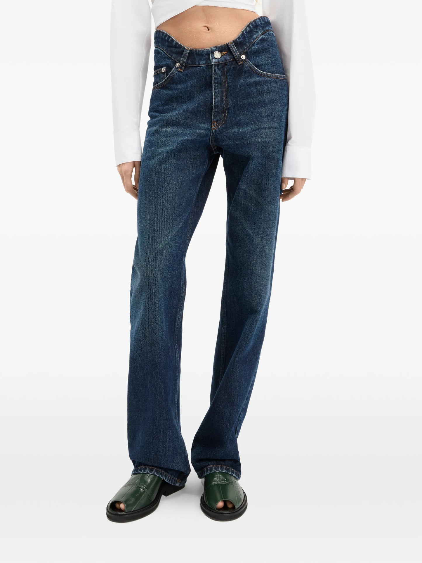 The Curved rounded-waist jeans