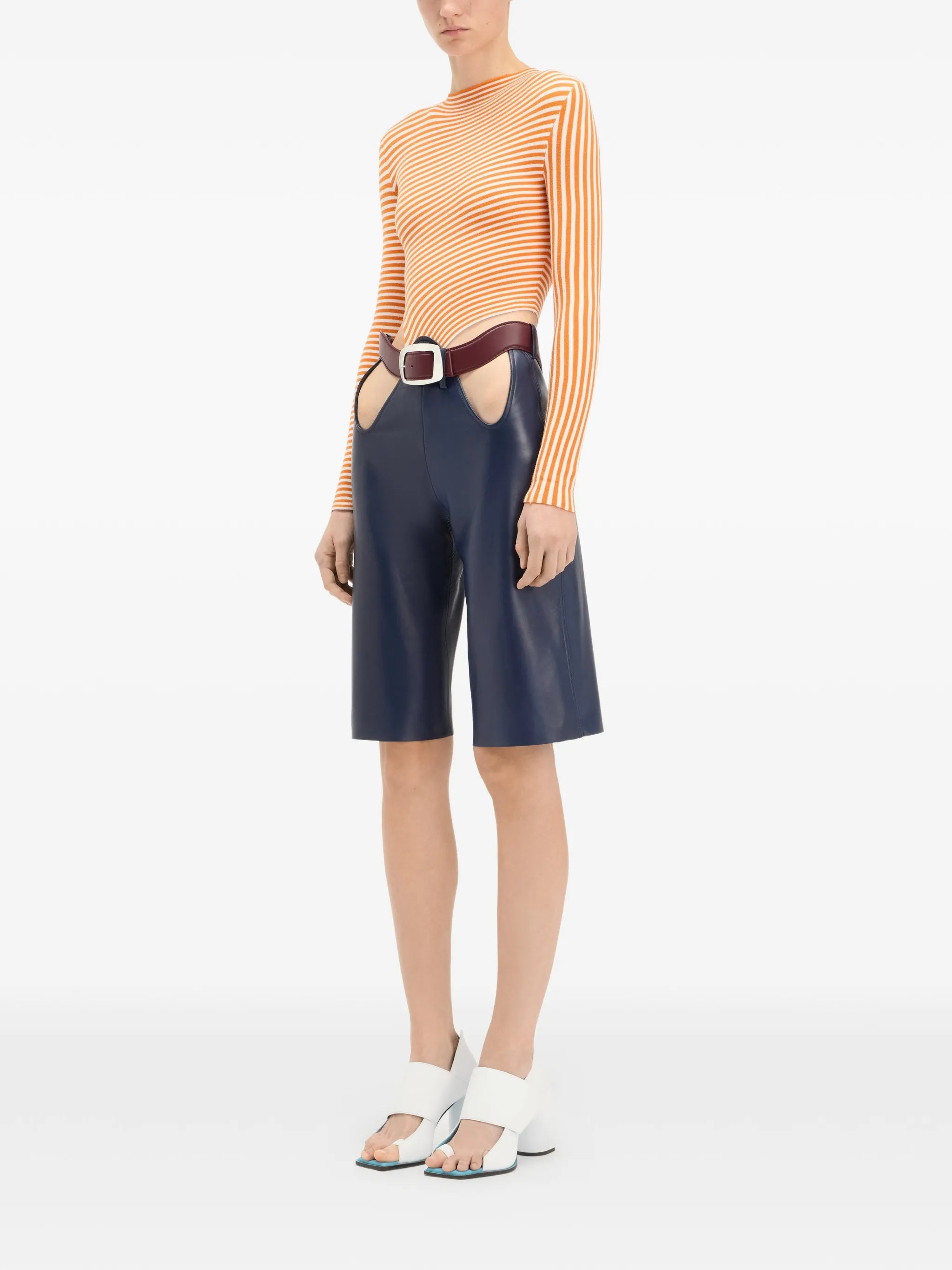 The Cut-Out bermuda leather shorts