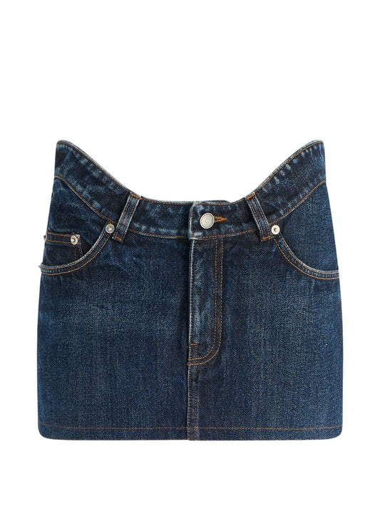 The Curved denim mini skirt