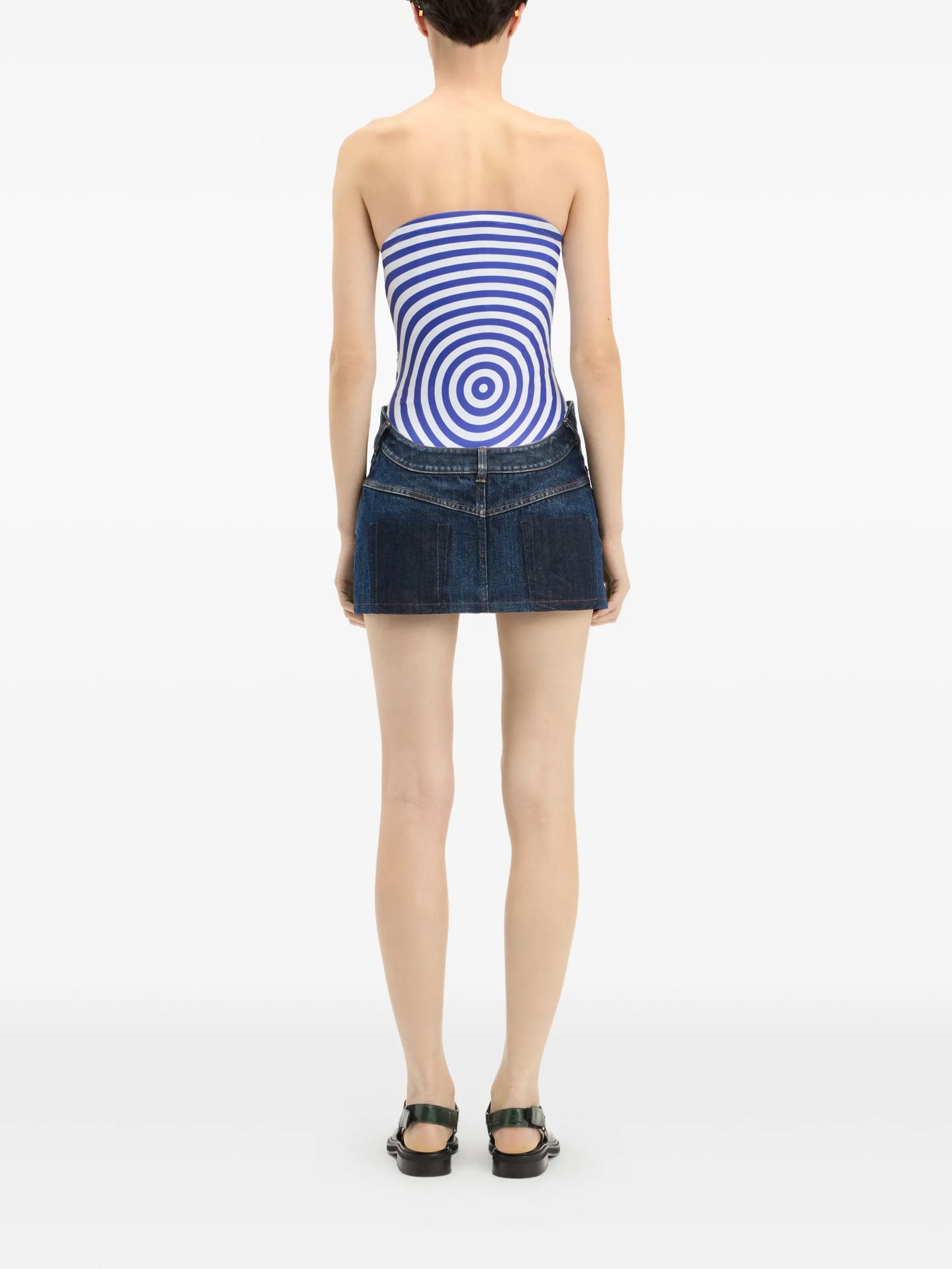 The Curved denim mini skirt