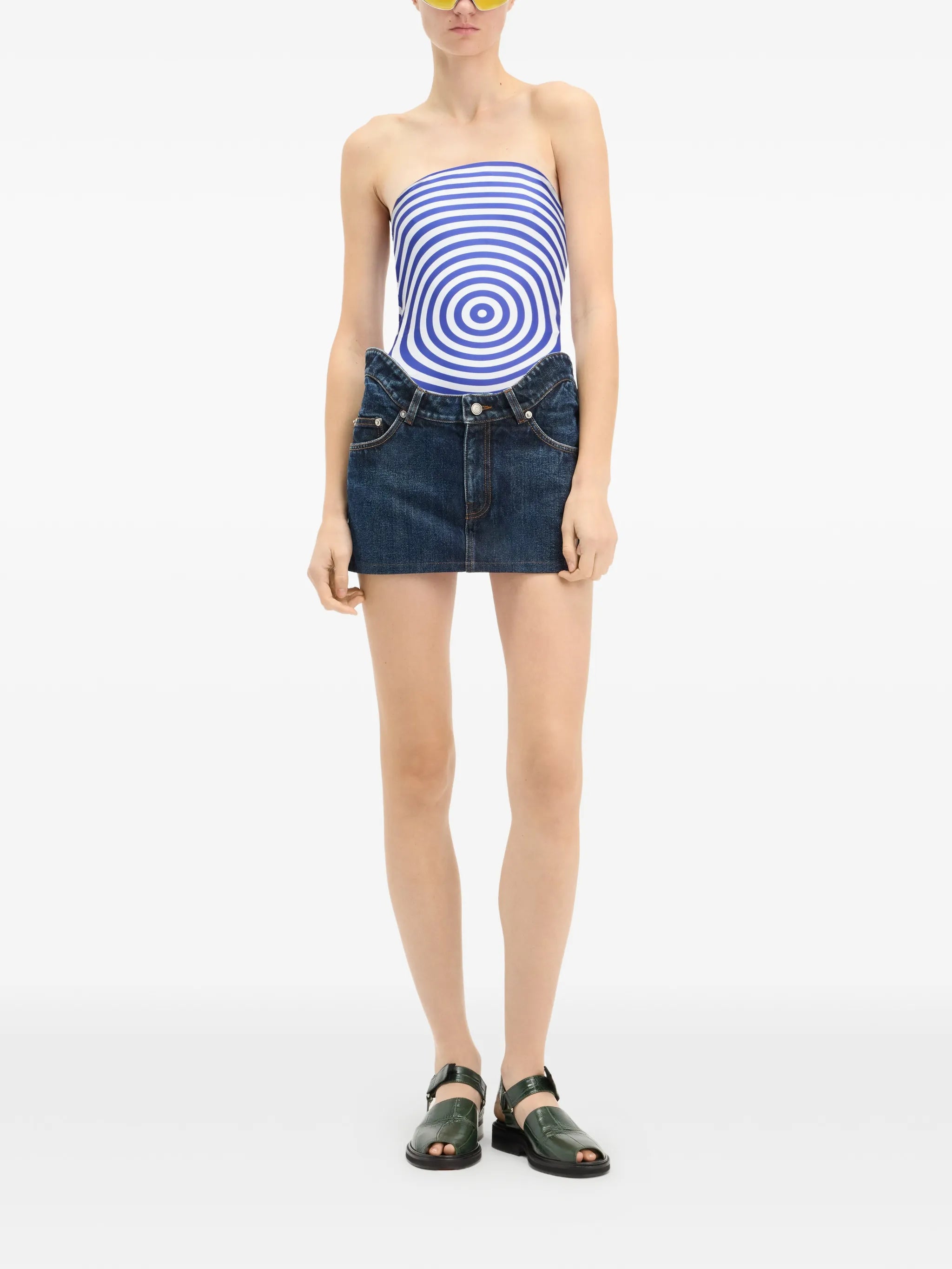 The Curved denim mini skirt