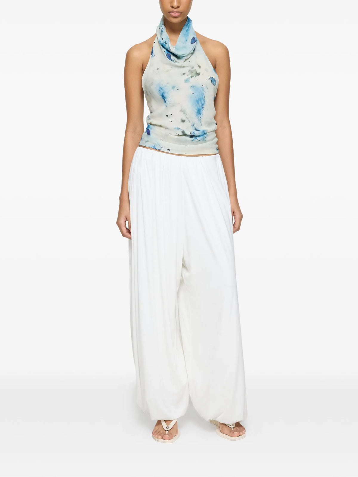 back wrap top ocean veil print