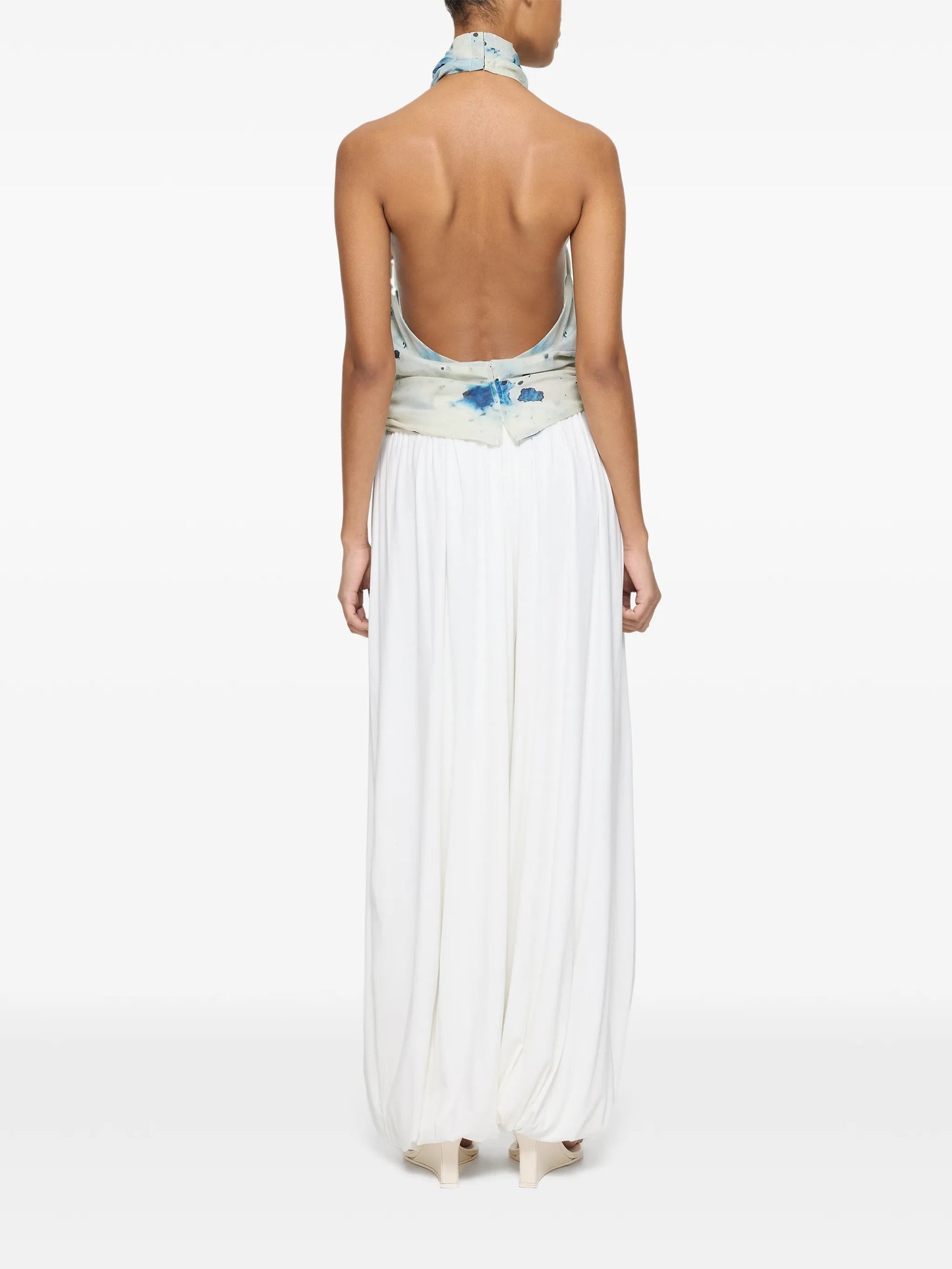 high-neck wrap top