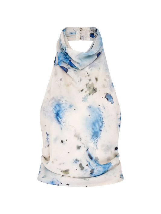 back wrap top ocean veil print