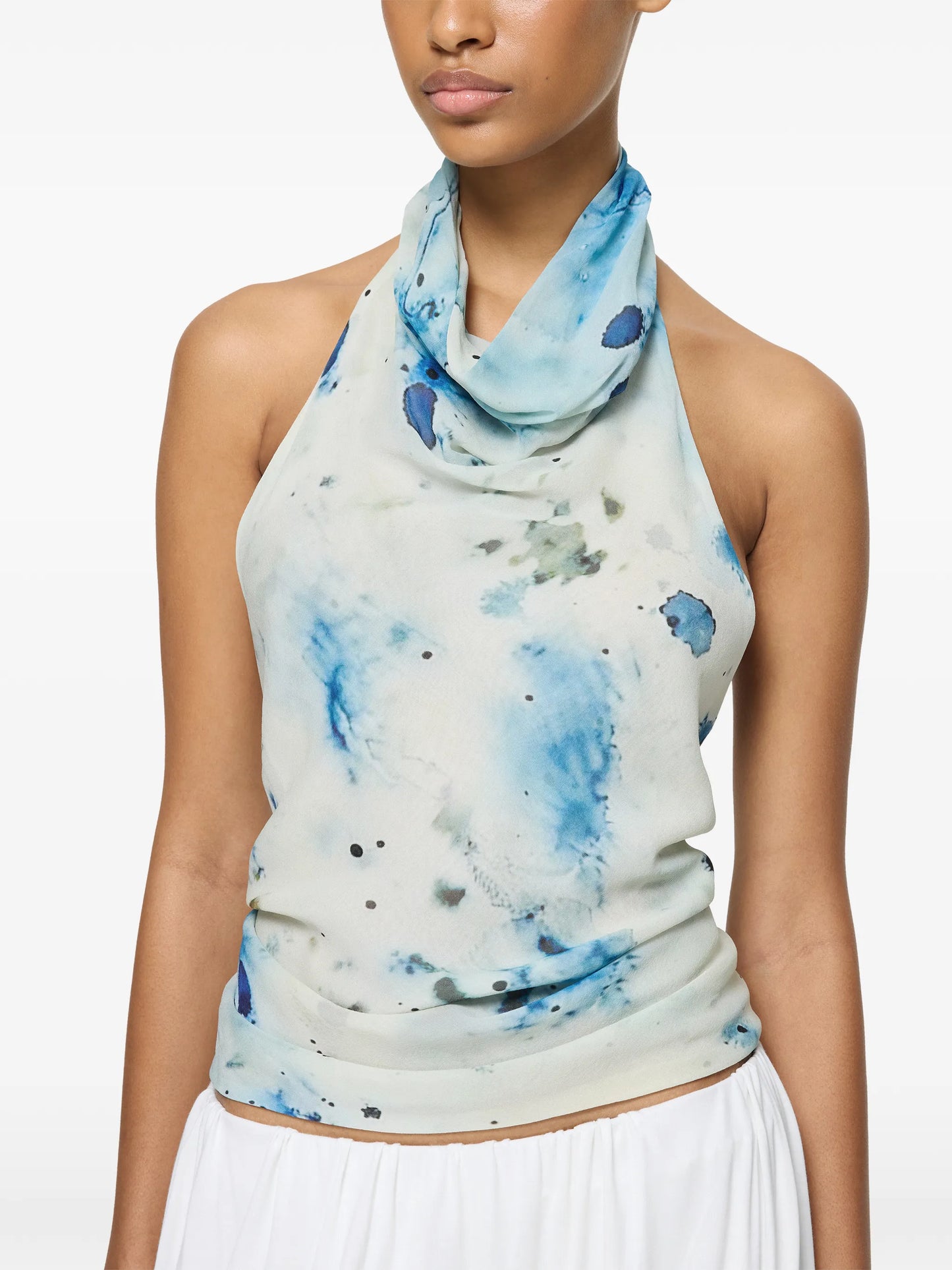 high-neck wrap top