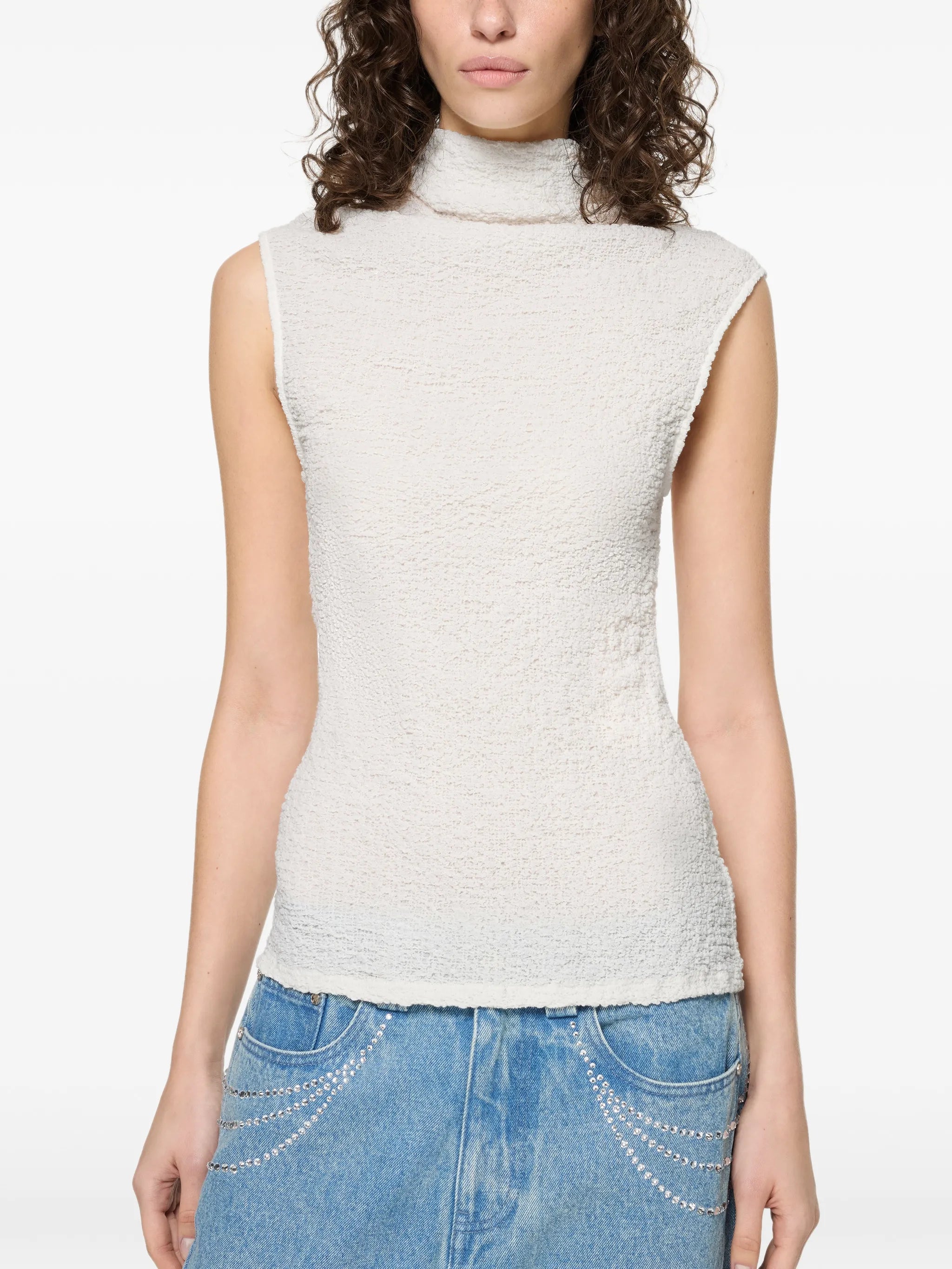 high-neck popcorn top