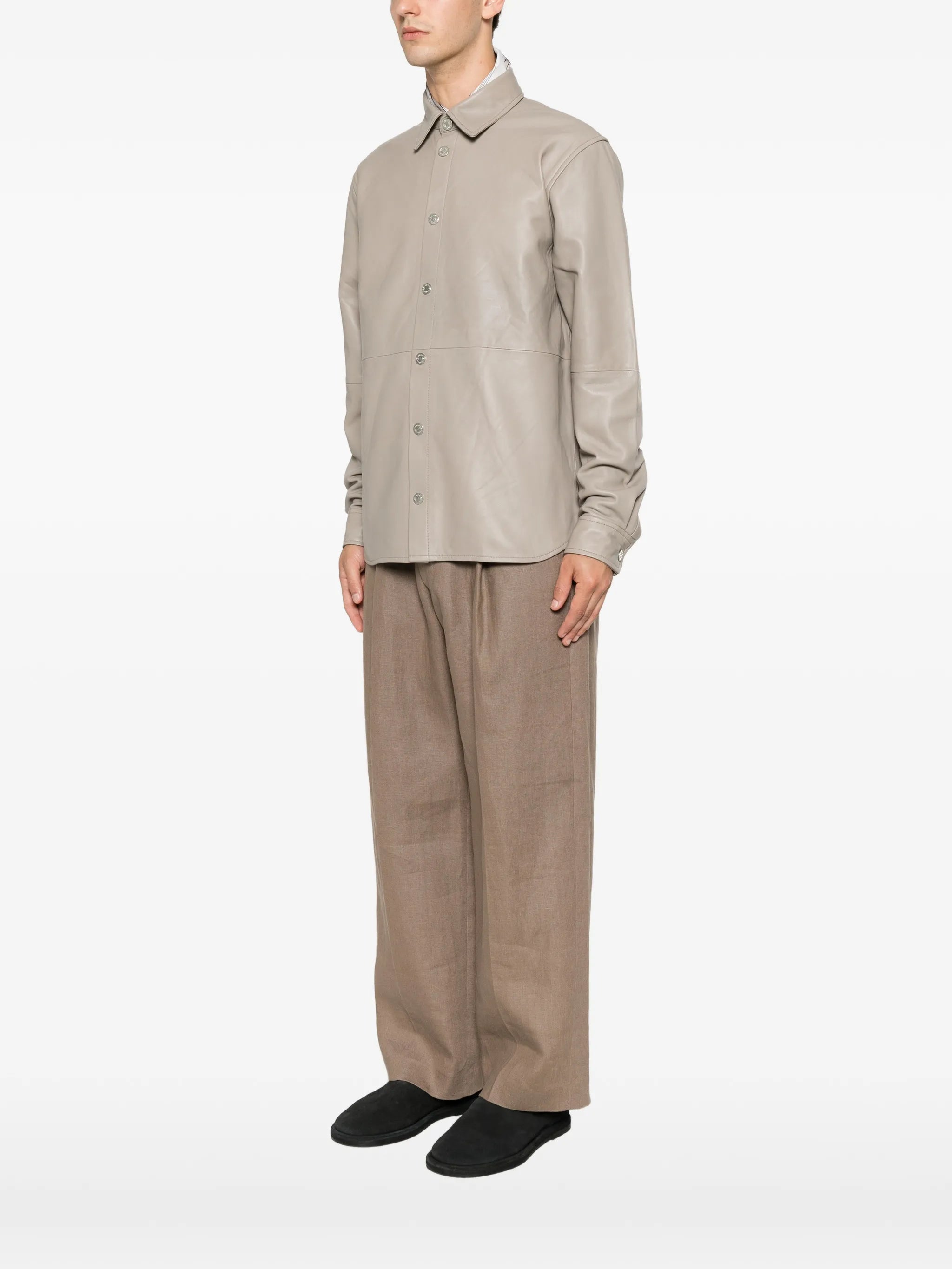 long-sleeve leather shirt