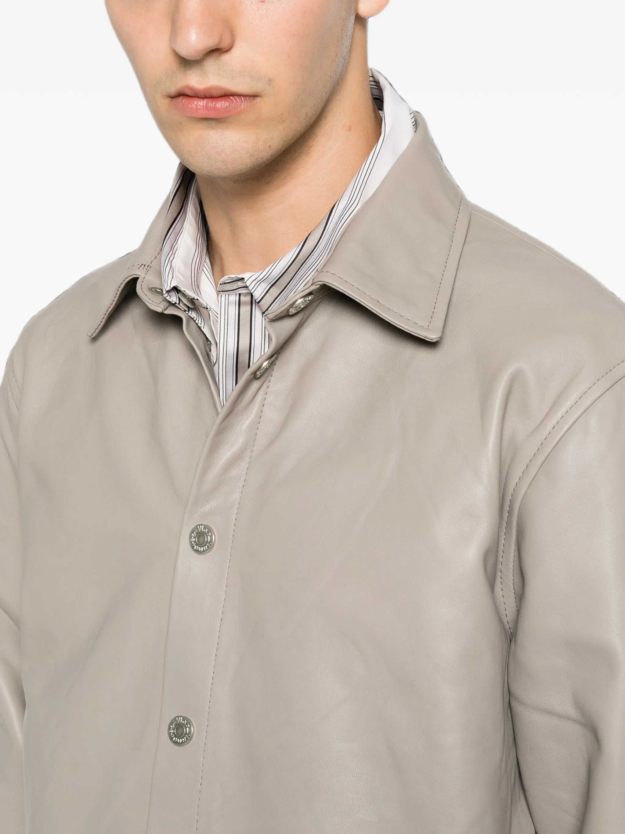 long-sleeve leather shirt