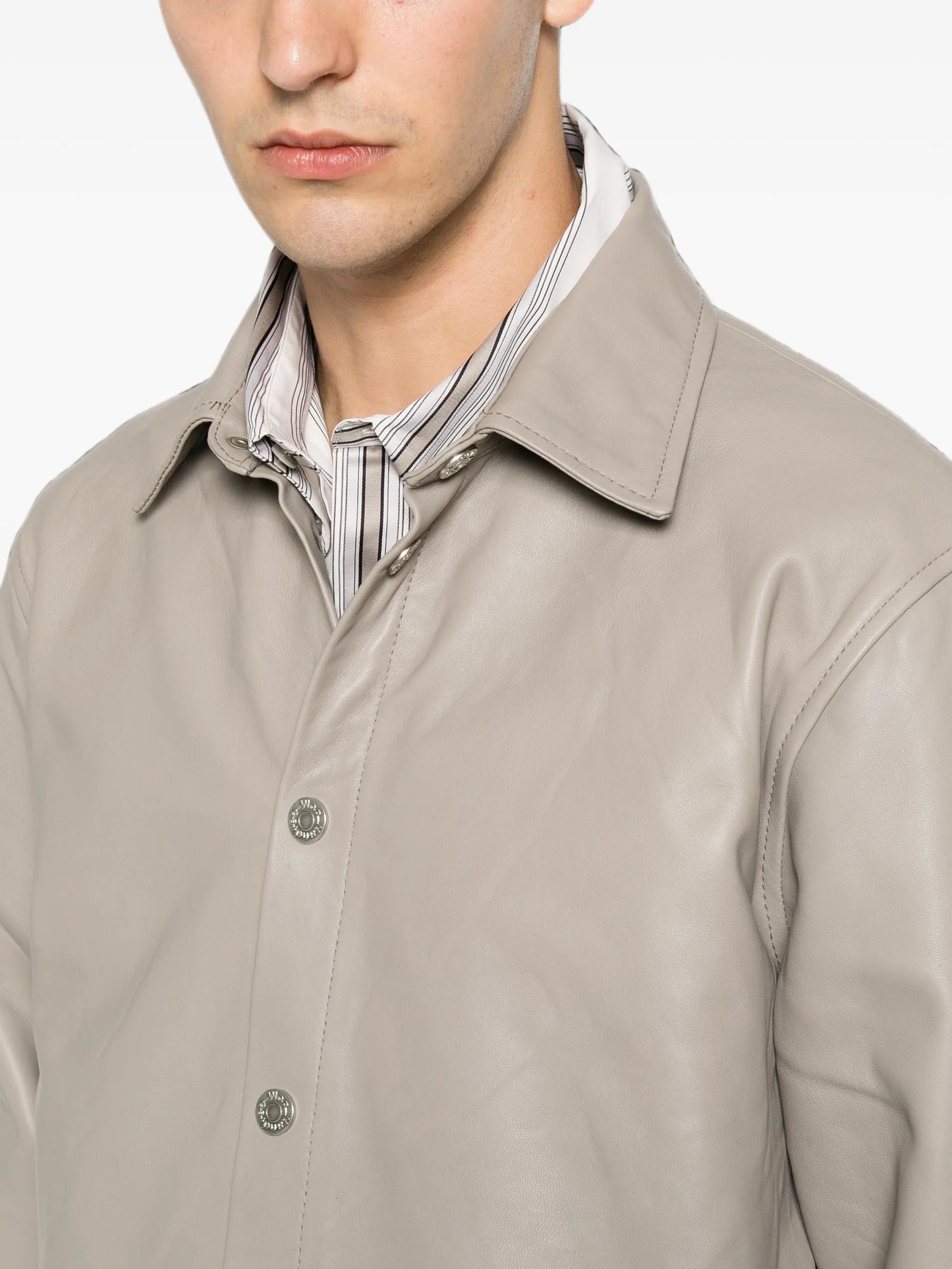 long-sleeve leather shirt