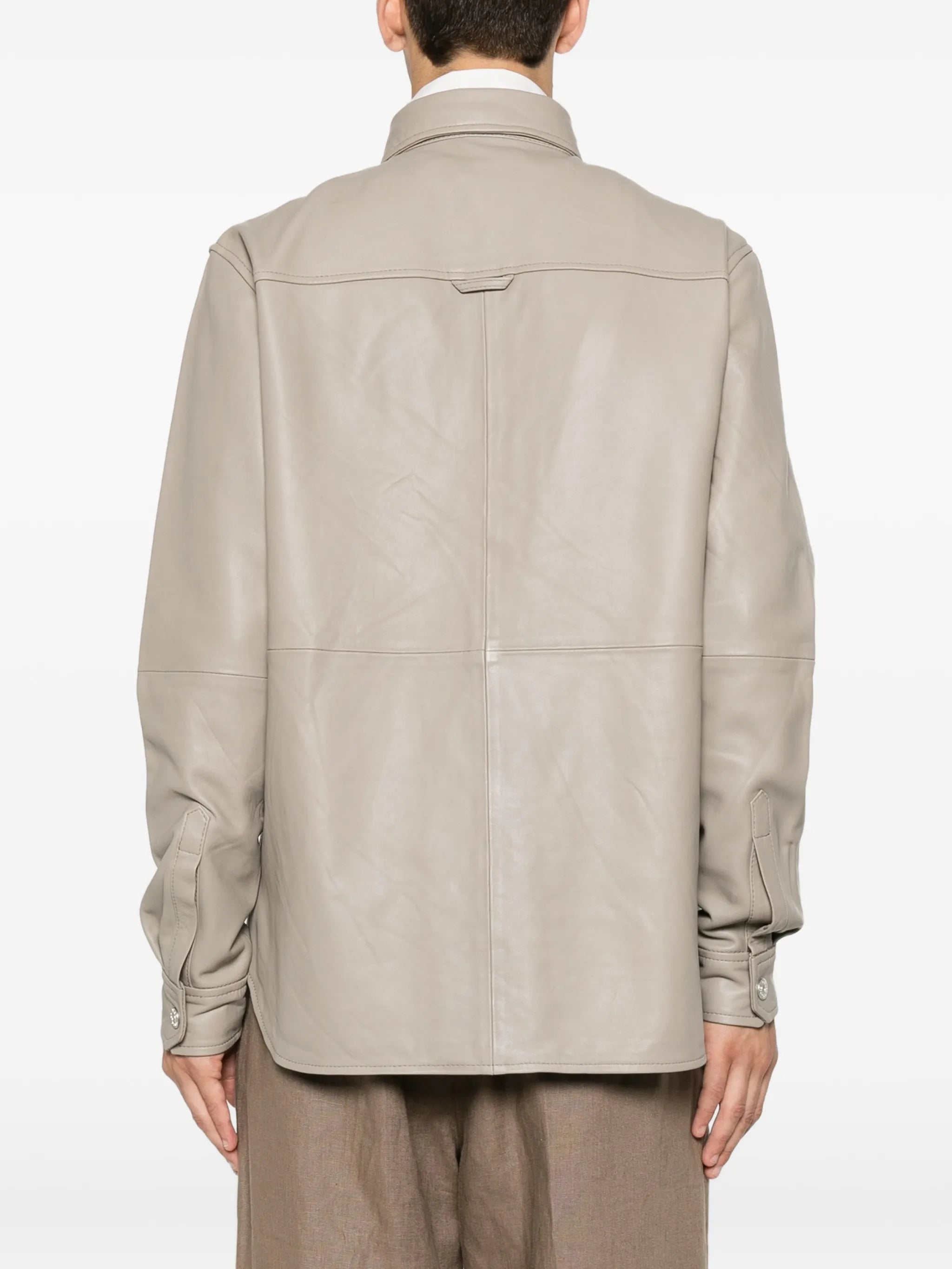 long-sleeve leather shirt