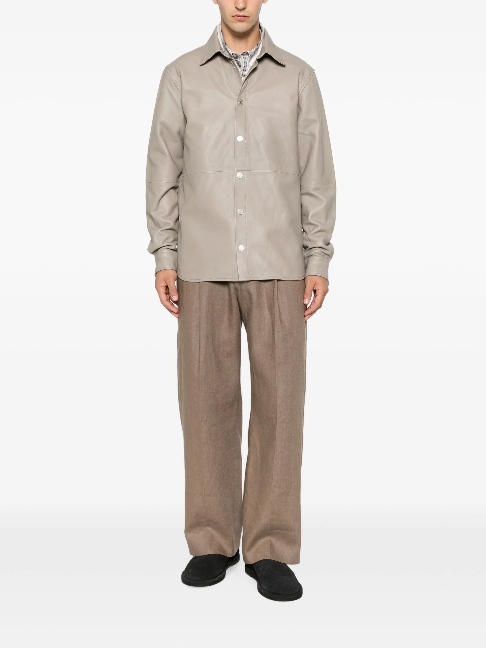 long-sleeve leather shirt