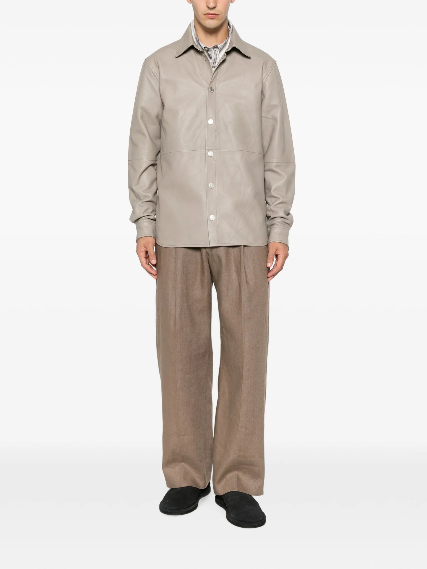 long-sleeve leather shirt