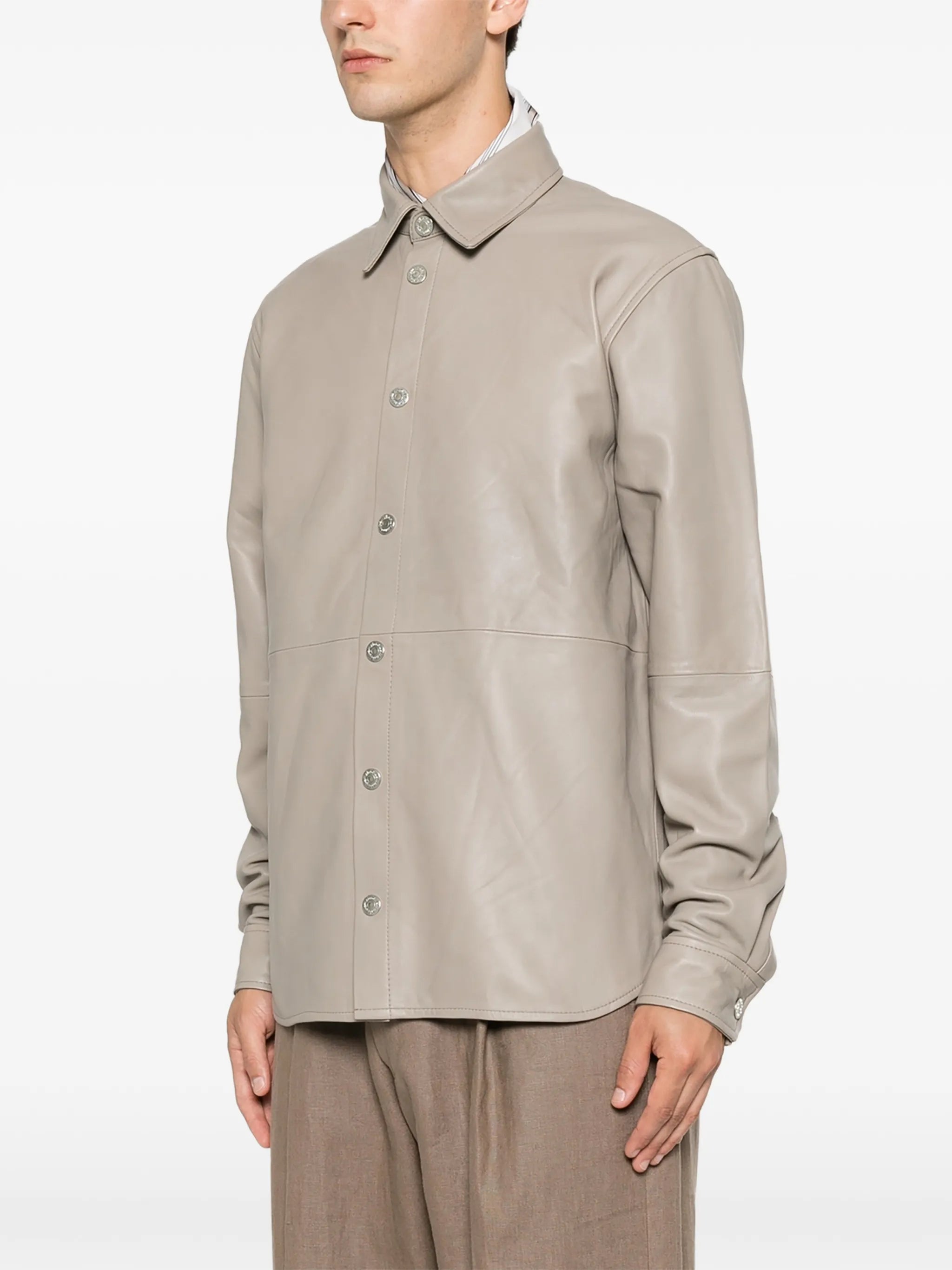 long-sleeve leather shirt