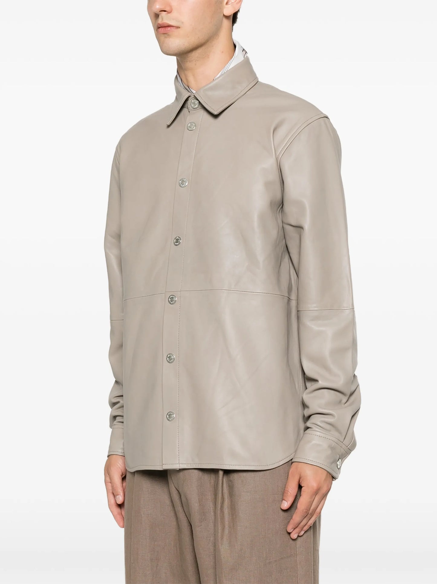 long-sleeve leather shirt