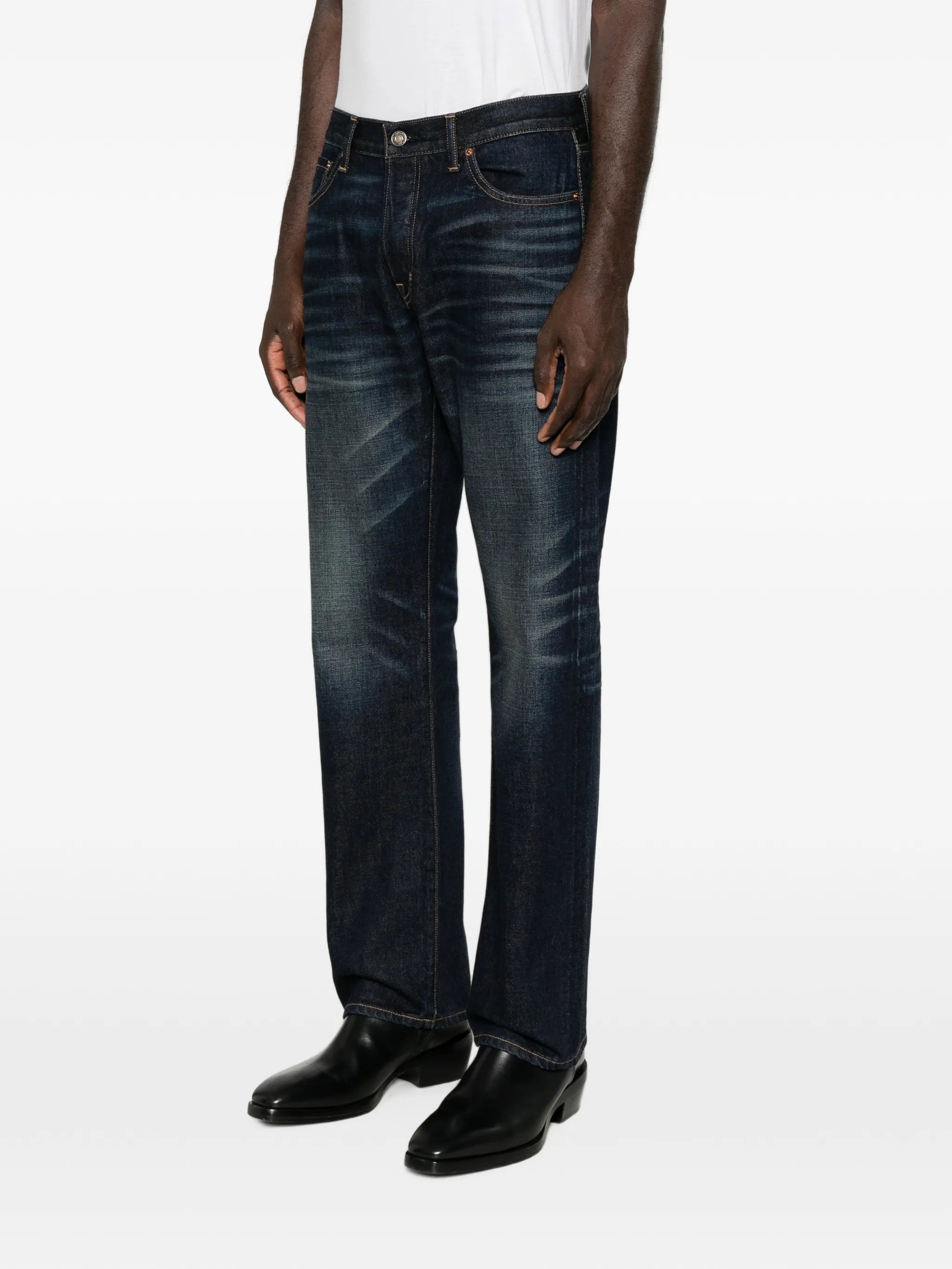 blue straight-fit jeans