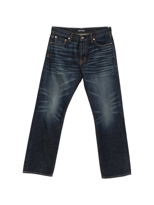 blue straight-fit jeans
