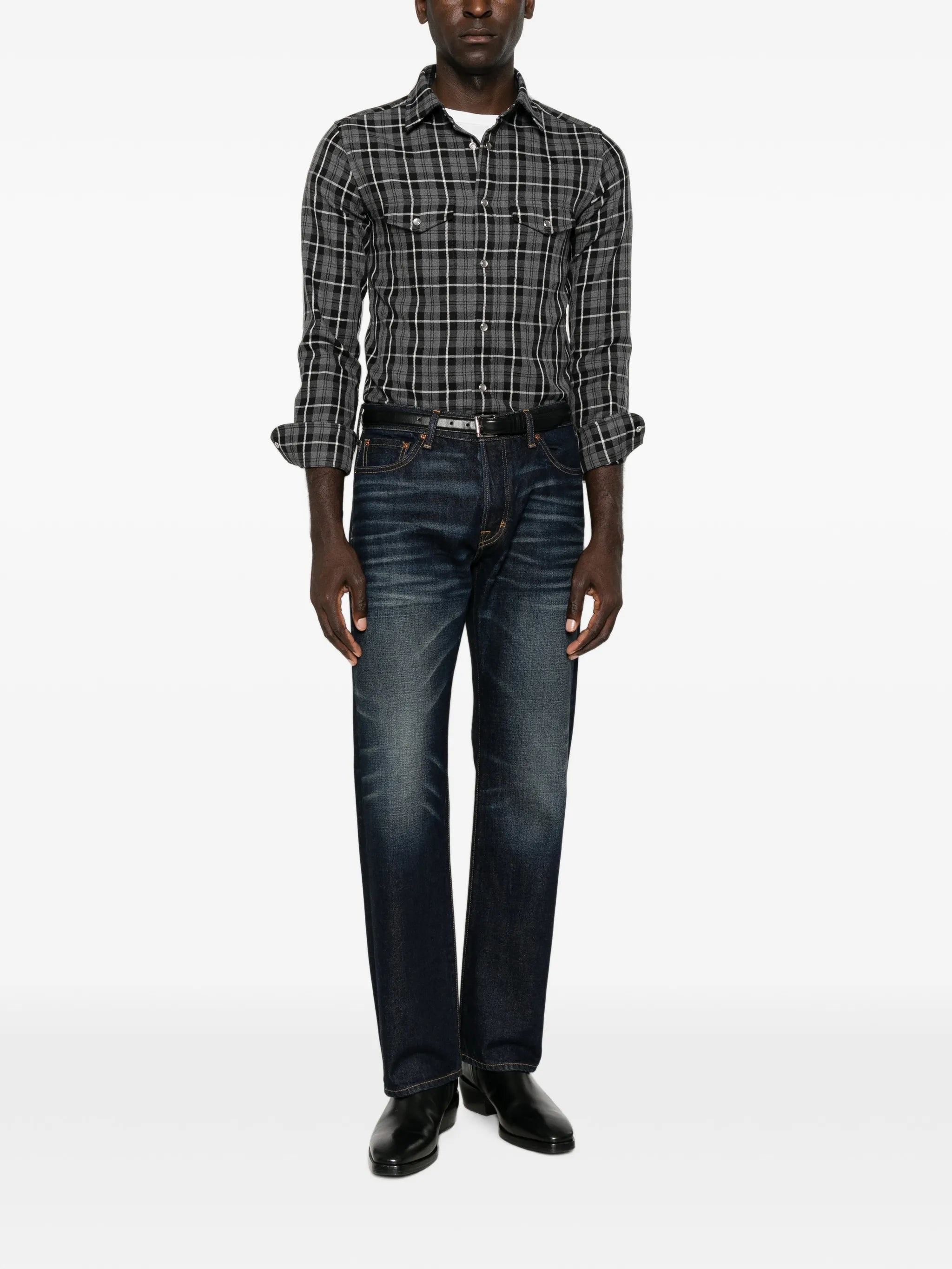 blue straight-fit jeans
