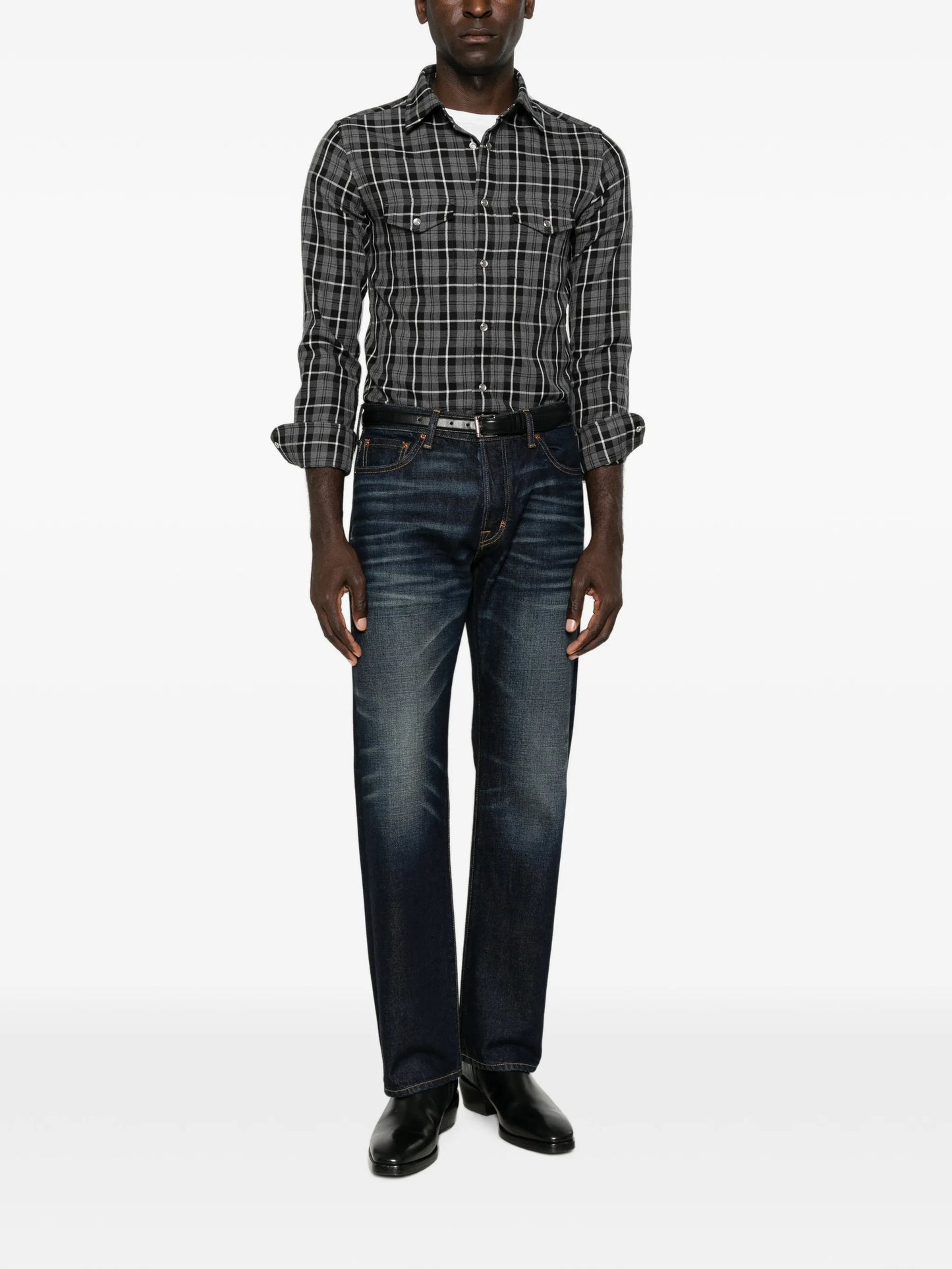 blue straight-fit jeans