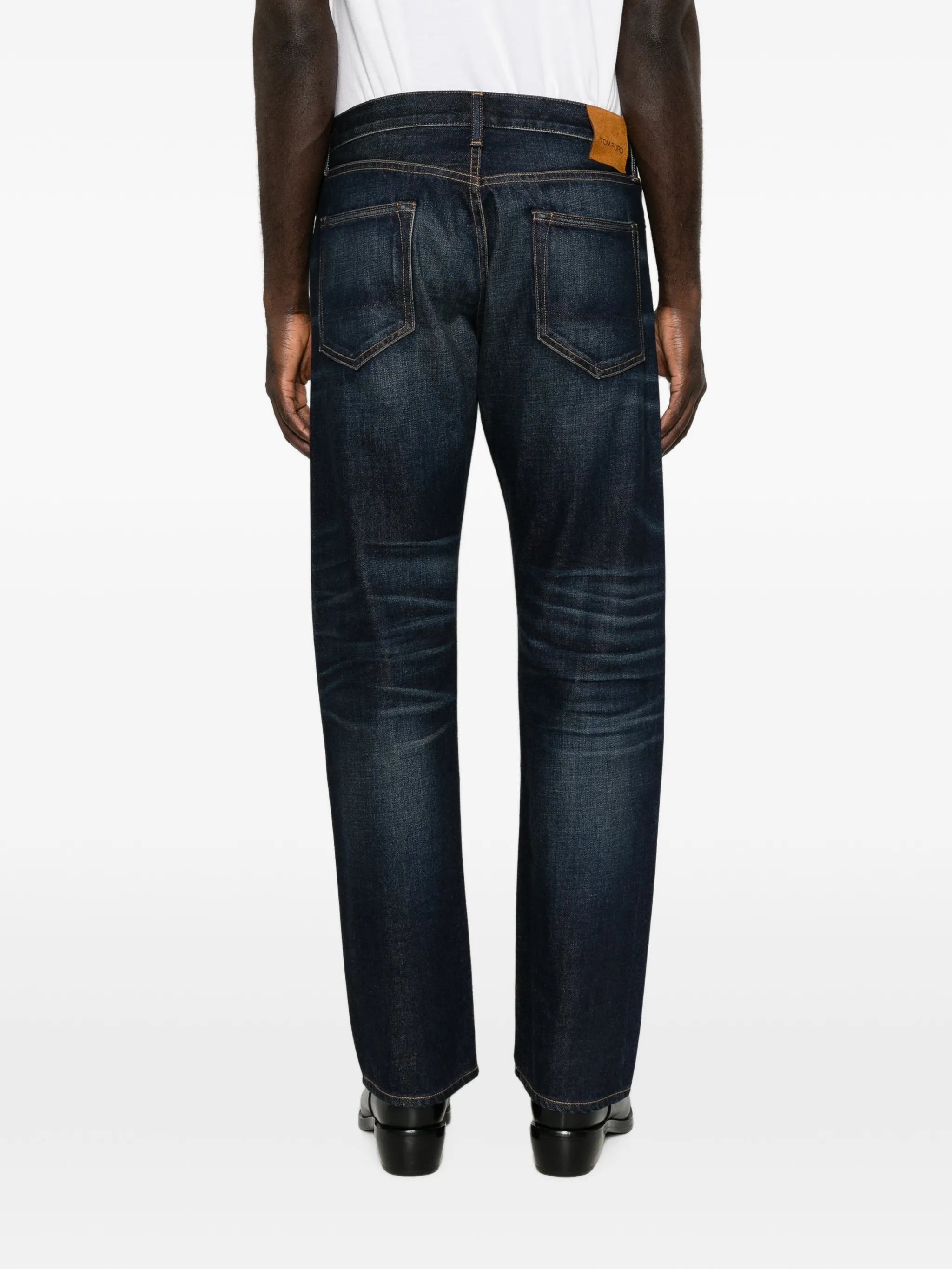 blue straight-fit jeans