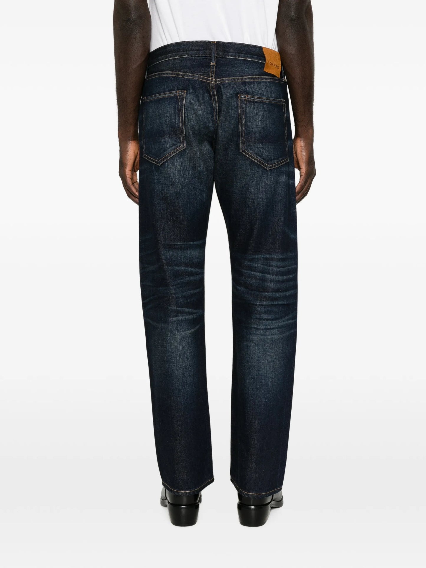 blue straight-fit jeans