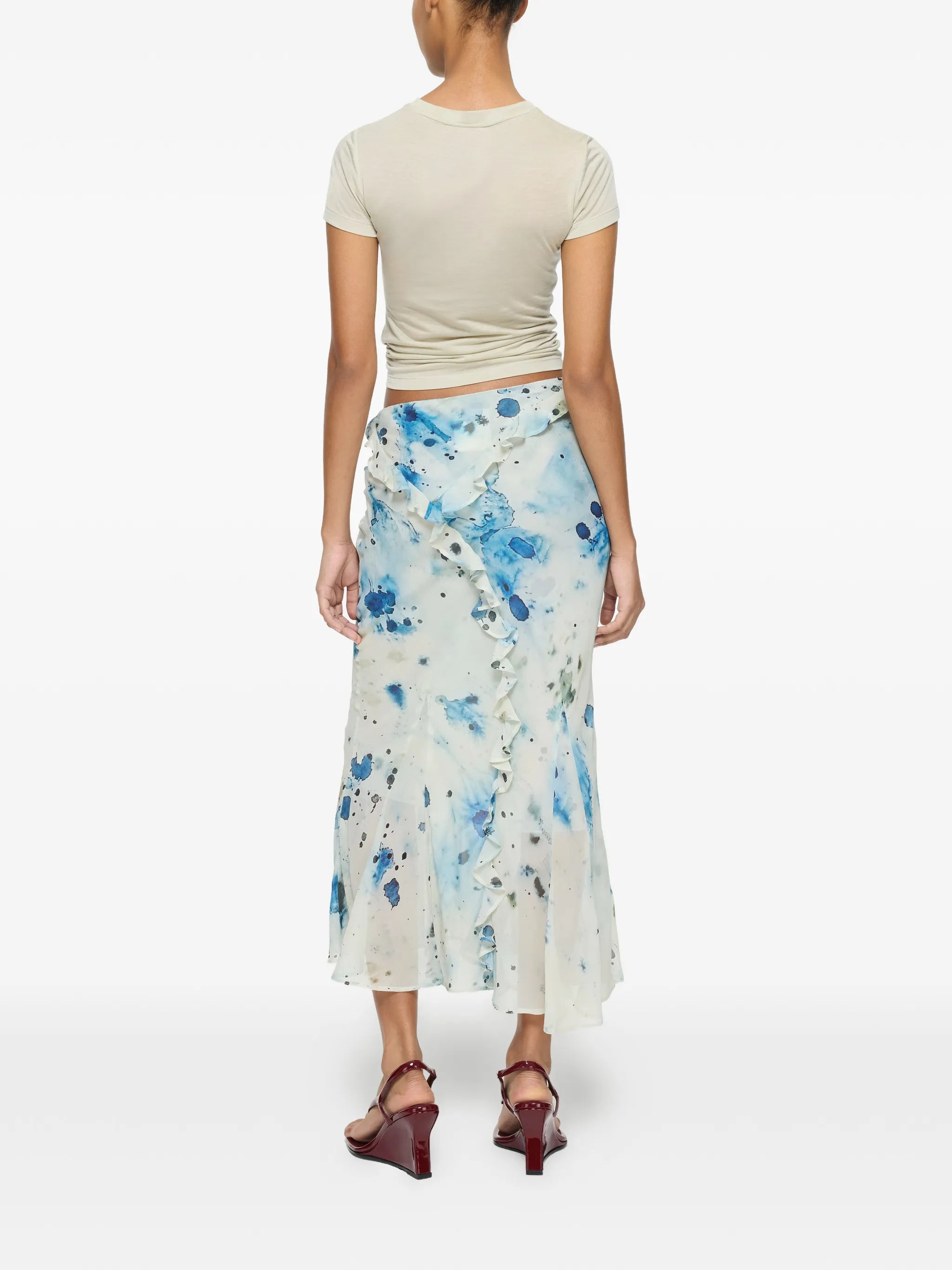 ruffled printed skirt