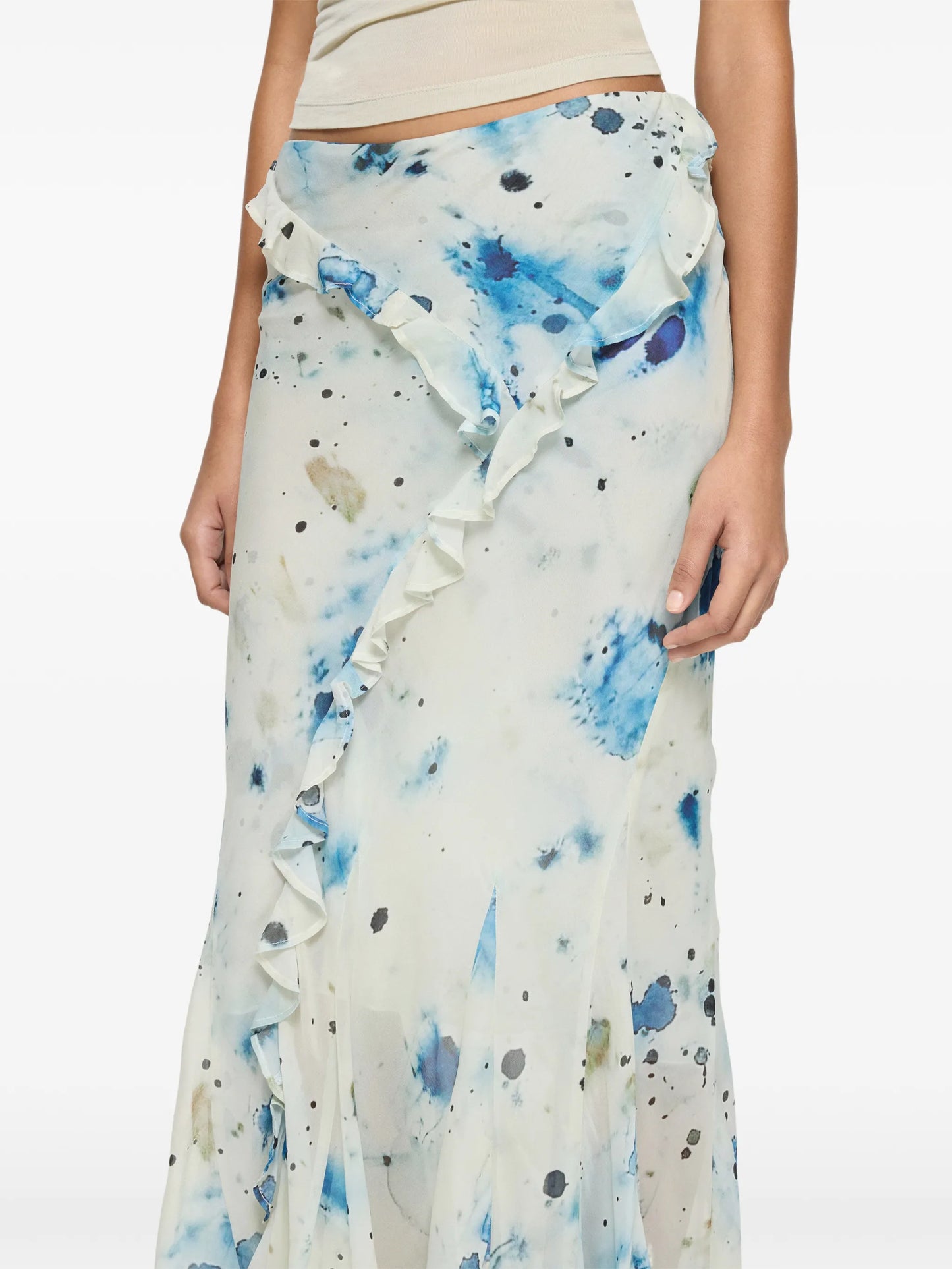 ruffled printed skirt