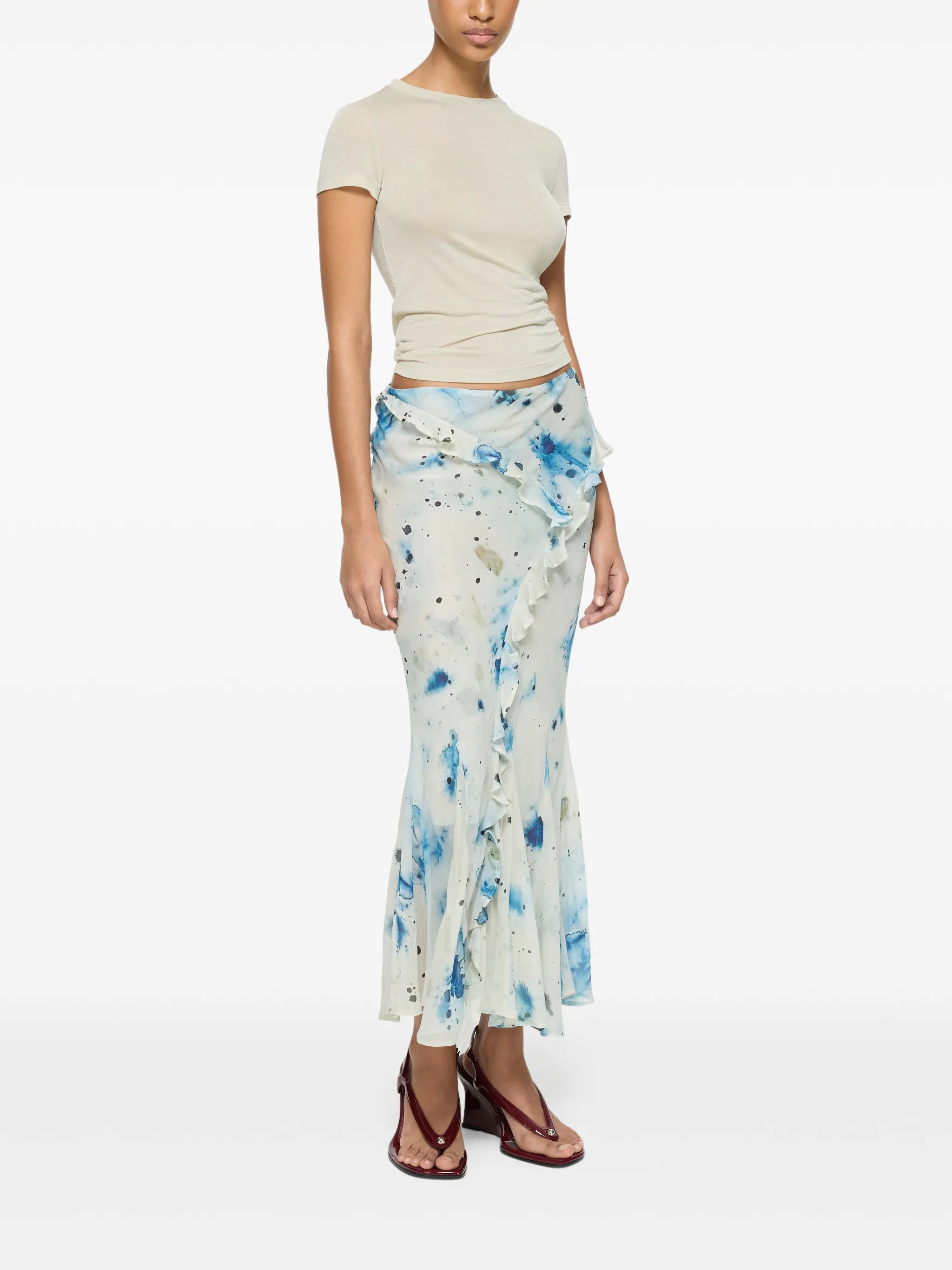 ruffled printed skirt