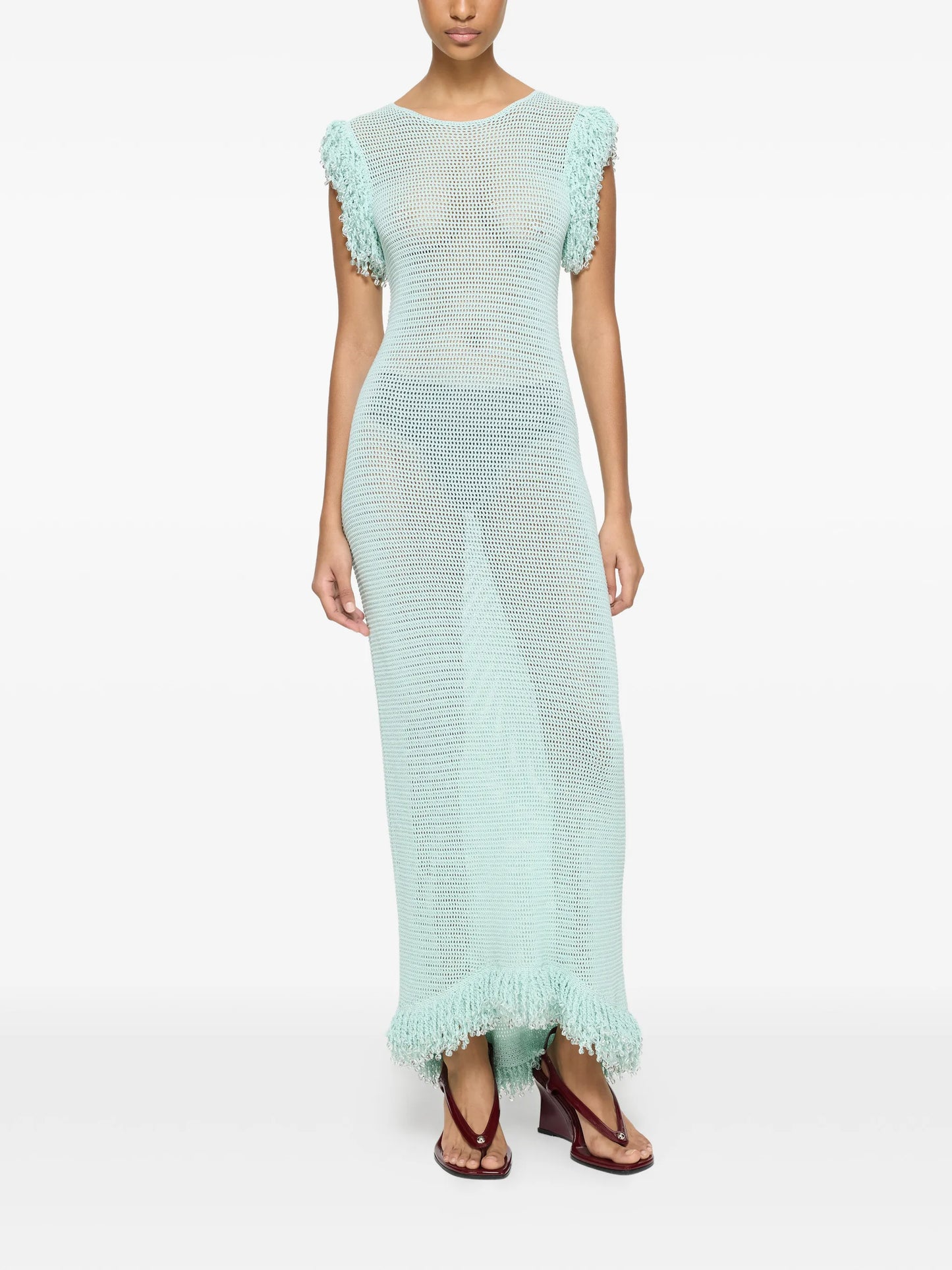 fringed fishnet dress