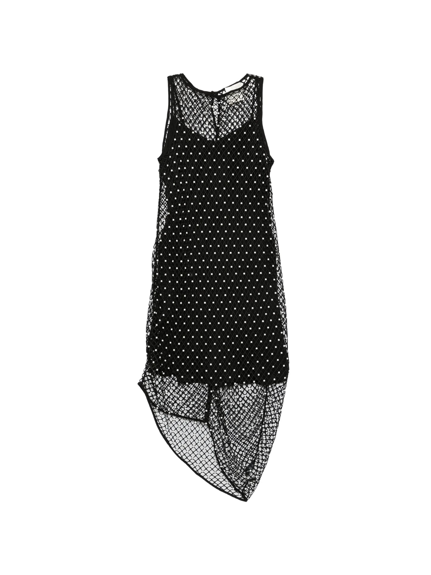 pearl-embellished asymmetric midi dress