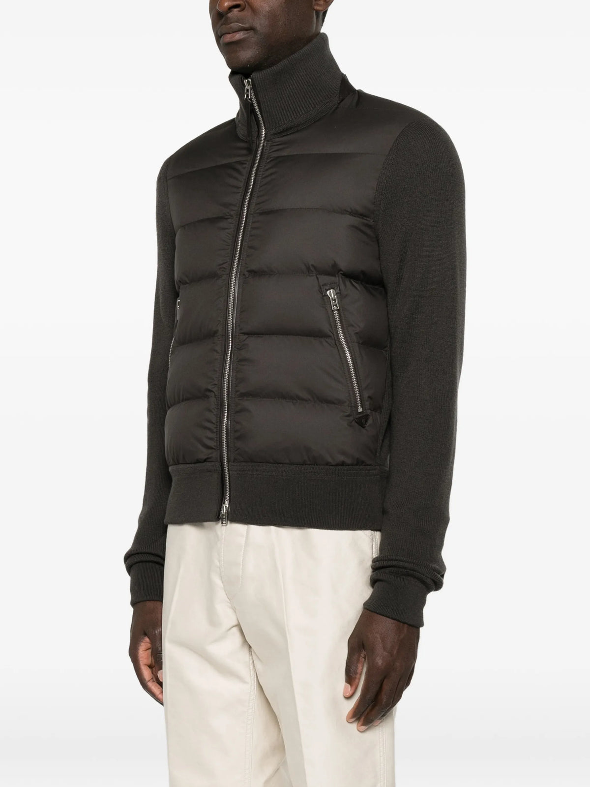 nylon down front merino zip through jacket