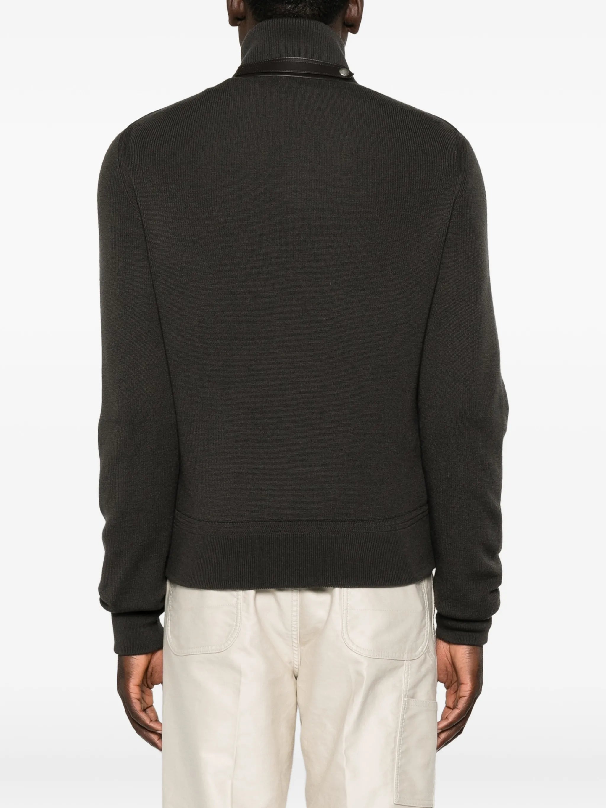 nylon down front merino zip through jacket