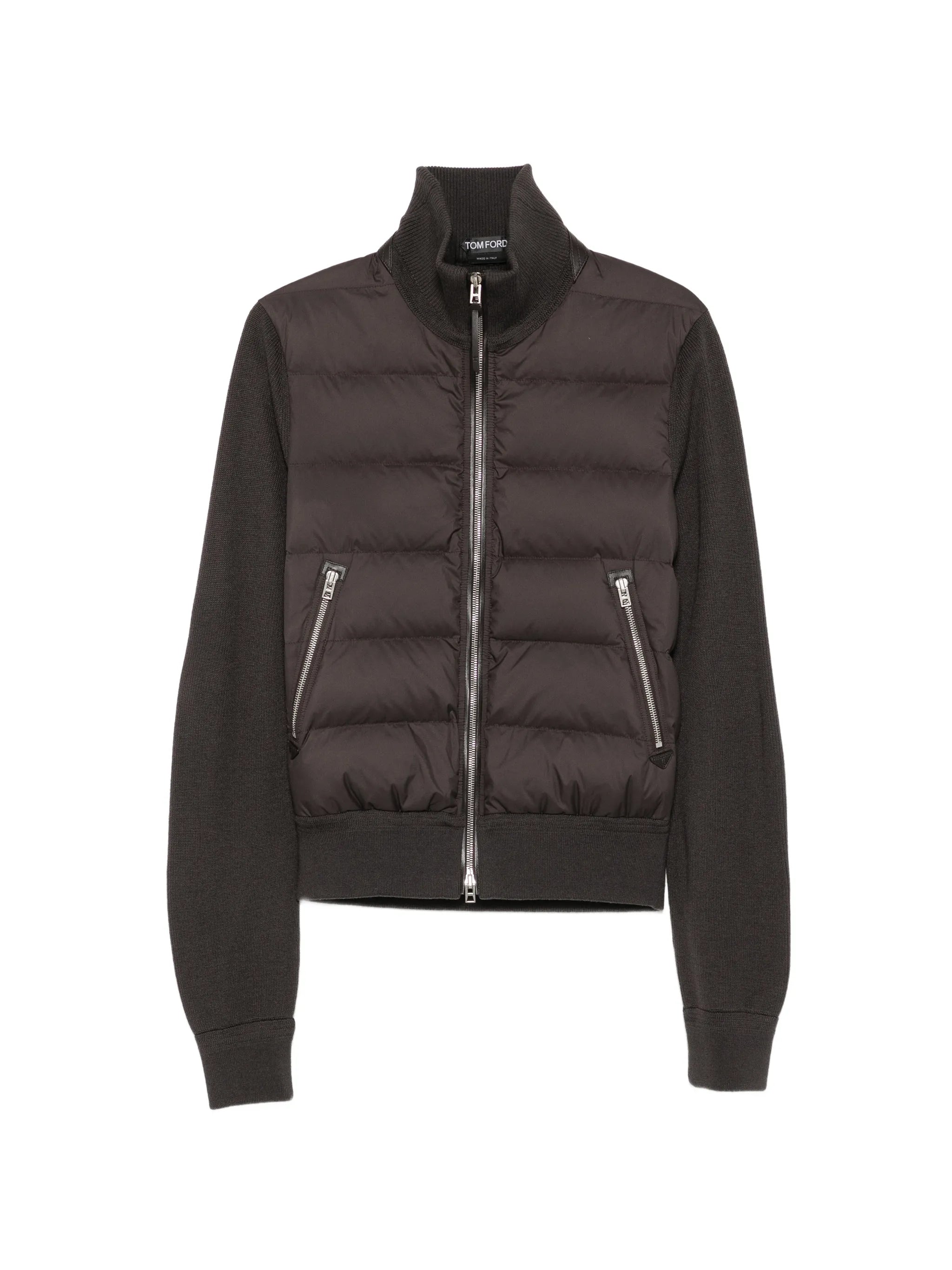 nylon down front merino zip through jacket
