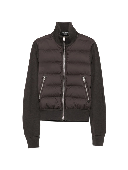 nylon down front merino zip through jacket