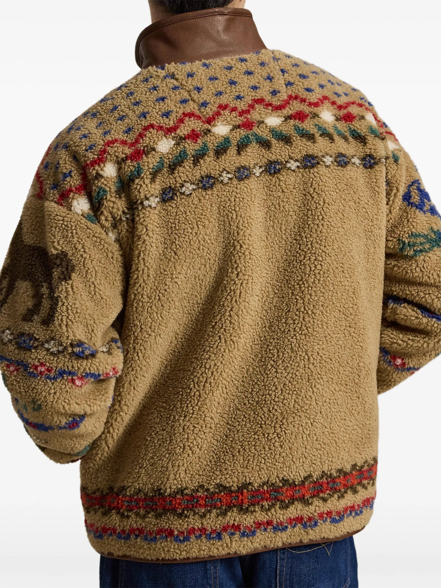 graphic-intarsia fleece sweatshirt