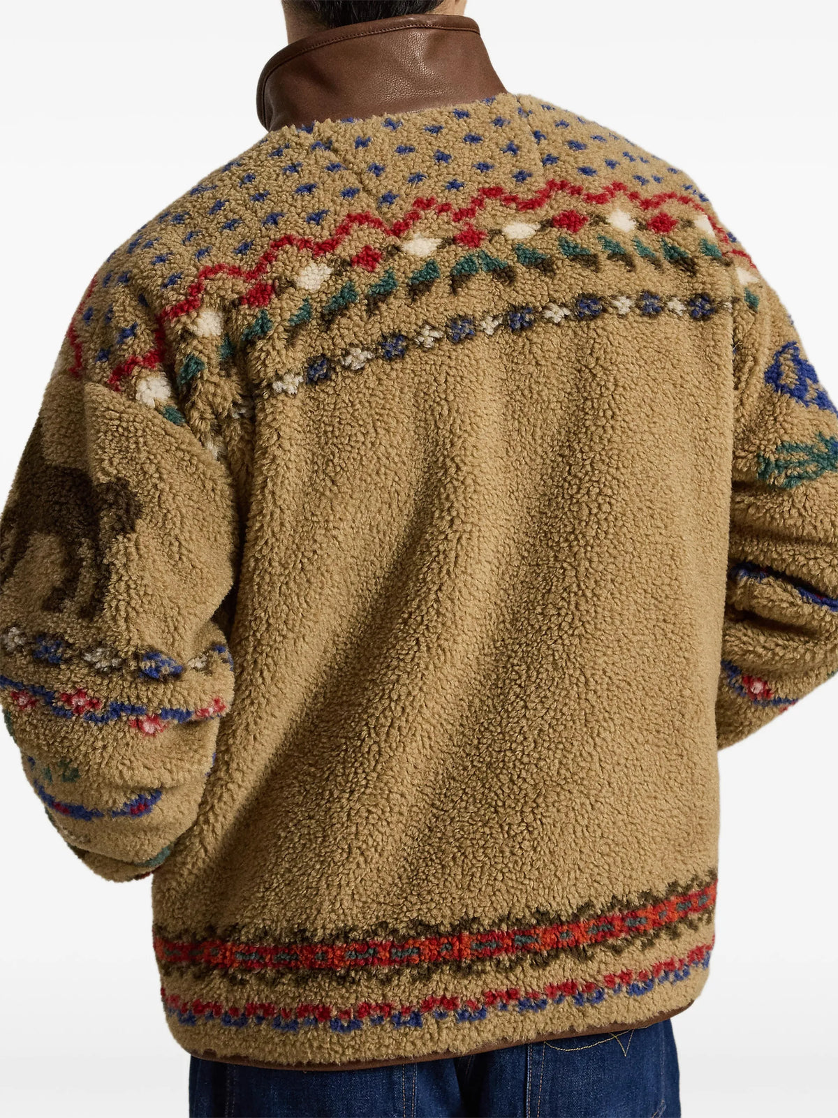 graphic-intarsia fleece sweatshirt