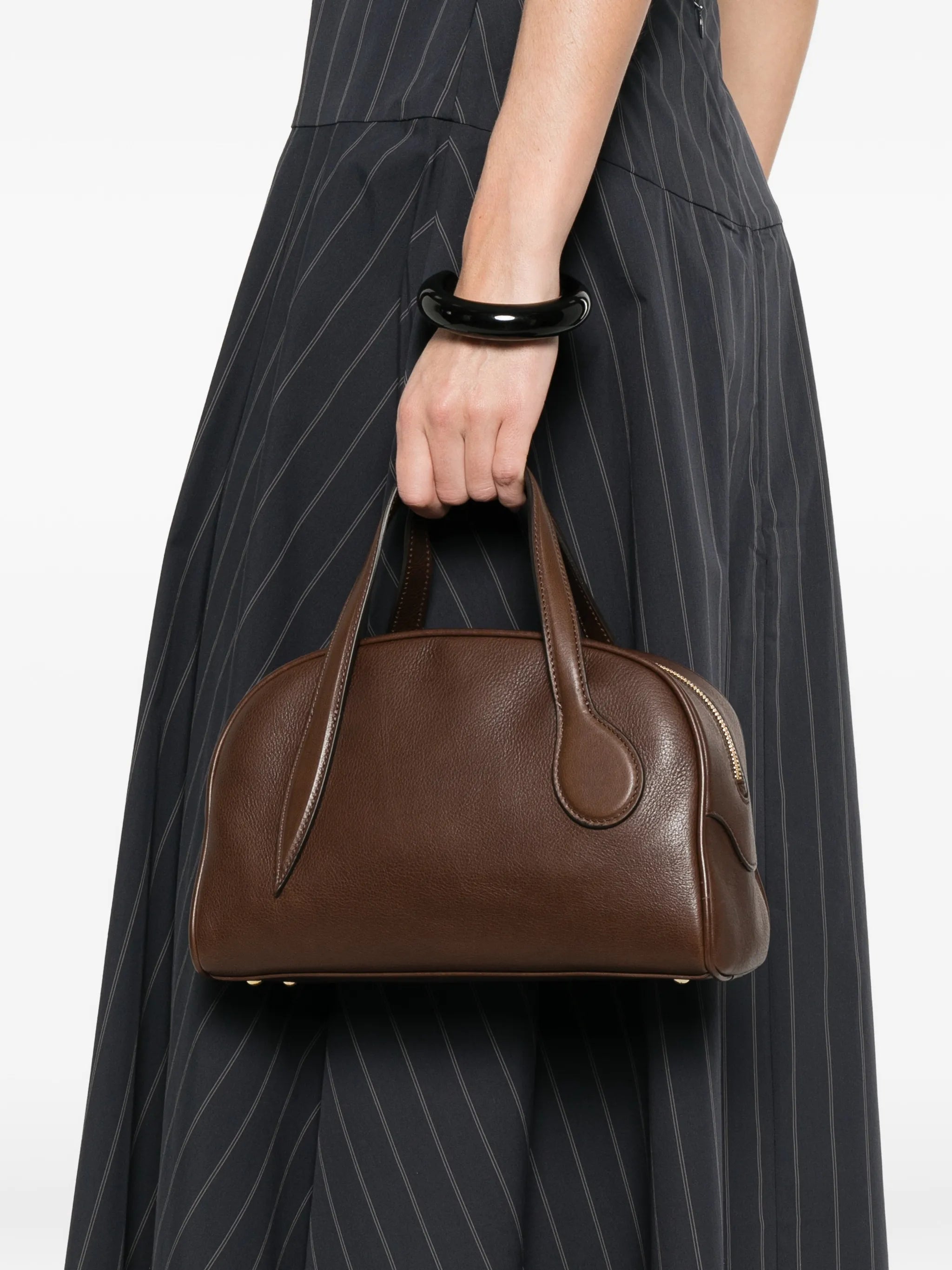 mini bowling smooth leather tote bag