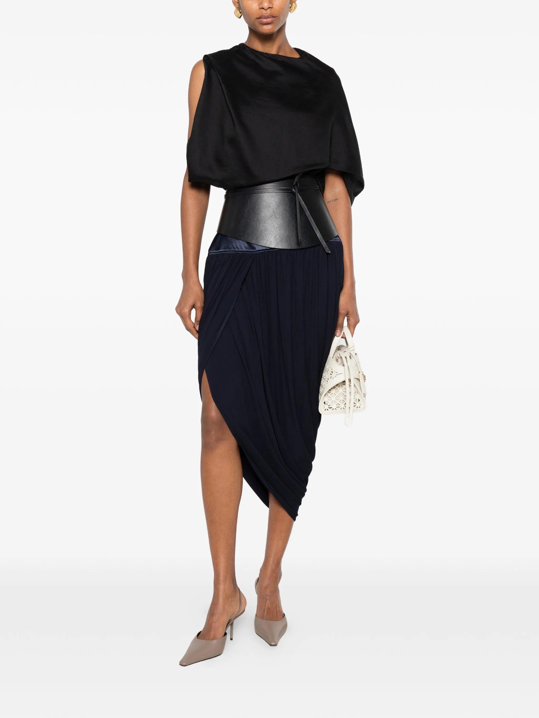 draped asymmetric skirt