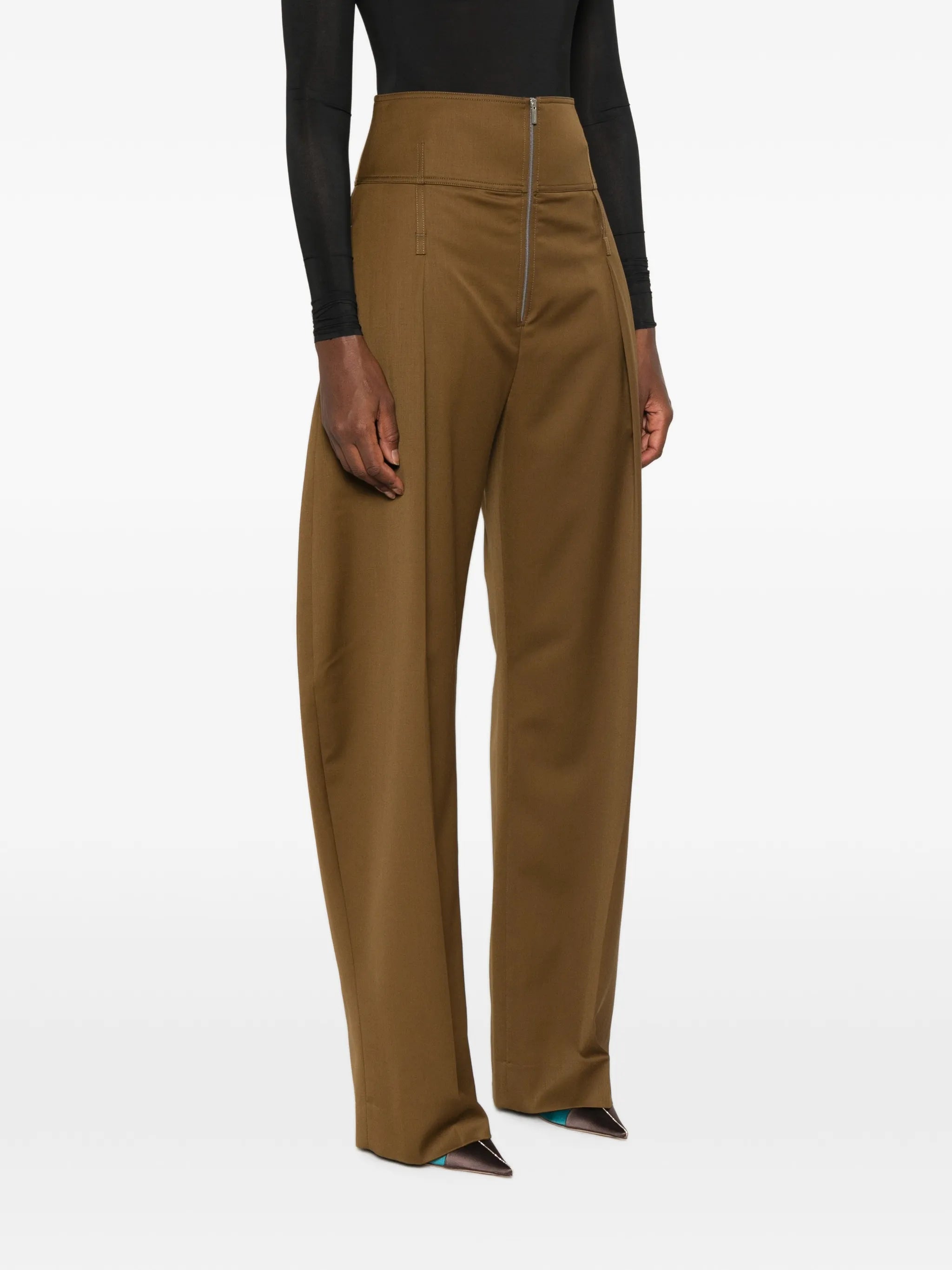 high-waisted wide-leg trousers