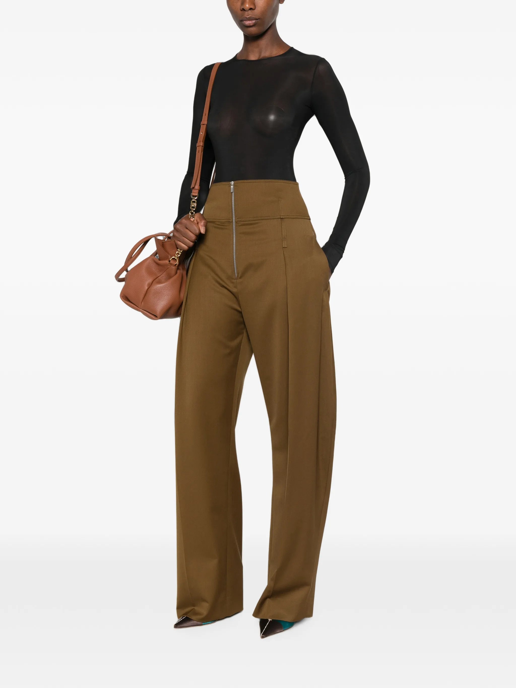 high-waisted wide-leg trousers
